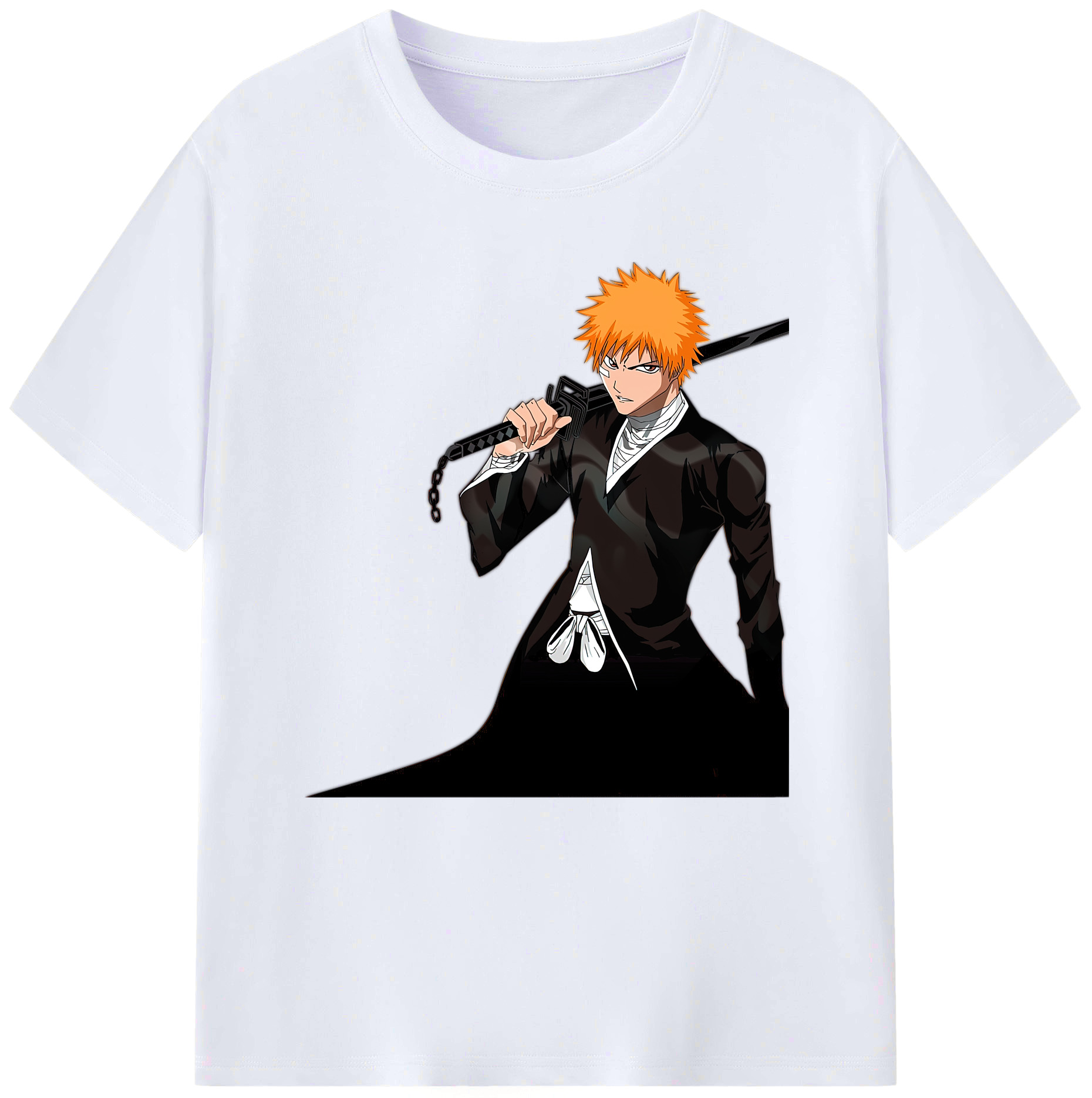 （画像用） ブリーチ 黒崎一護（くろさき いちご）BLEACH Kurosaki Ichigo レディースカジュアルプリントTシャツ（綿100％）