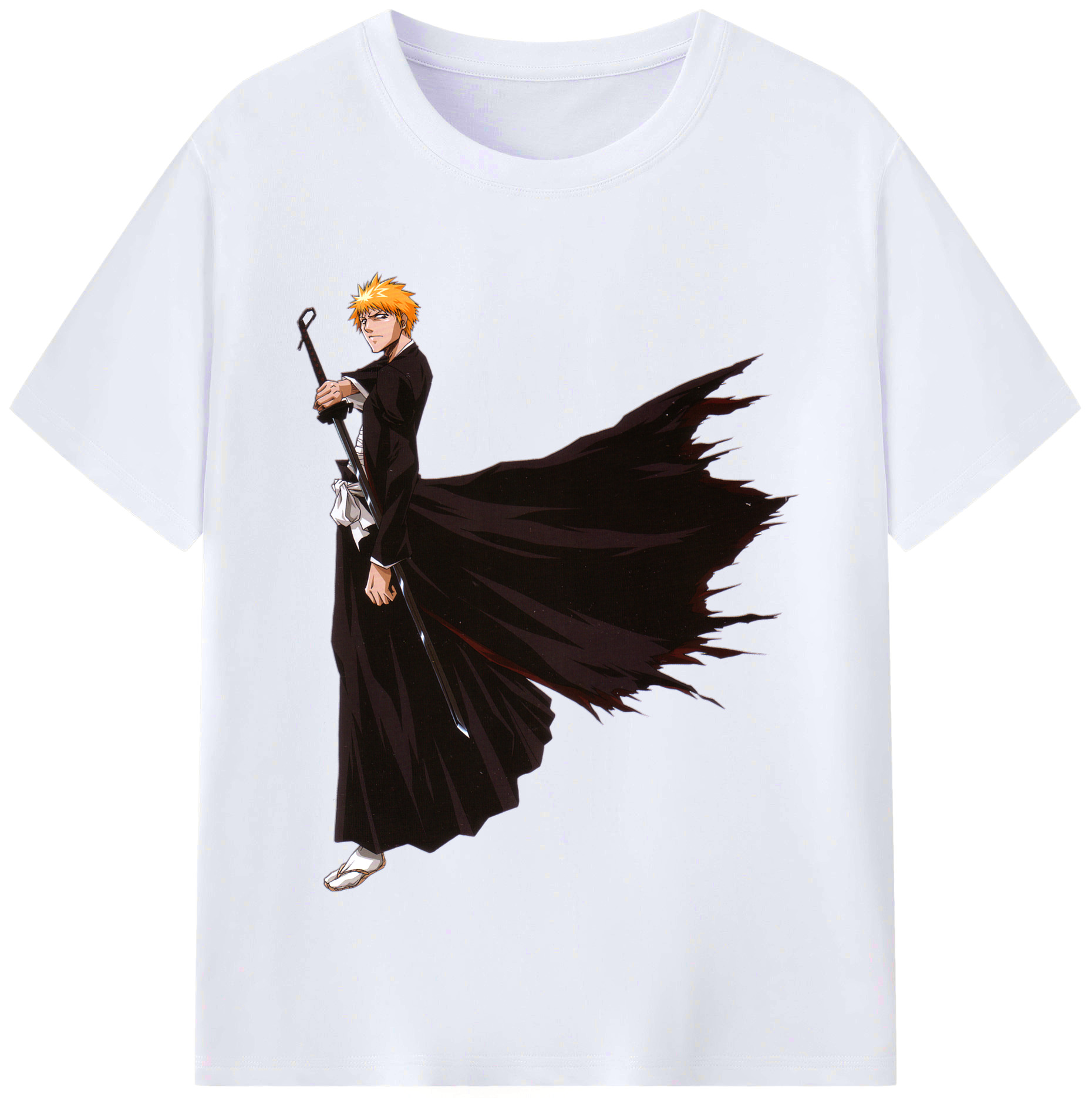 （画像用） ブリーチ 黒崎一護（くろさき いちご）BLEACH Kurosaki Ichigo レディースカジュアルプリントTシャツ（綿100％）