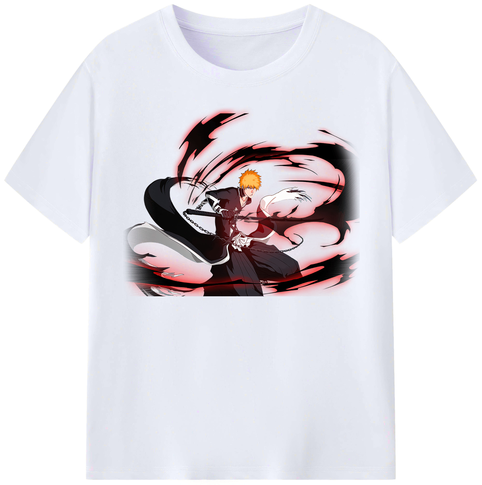 （画像用） ブリーチ 黒崎一護（くろさき いちご）BLEACH Kurosaki Ichigo レディースカジュアルプリントTシャツ（綿100％）