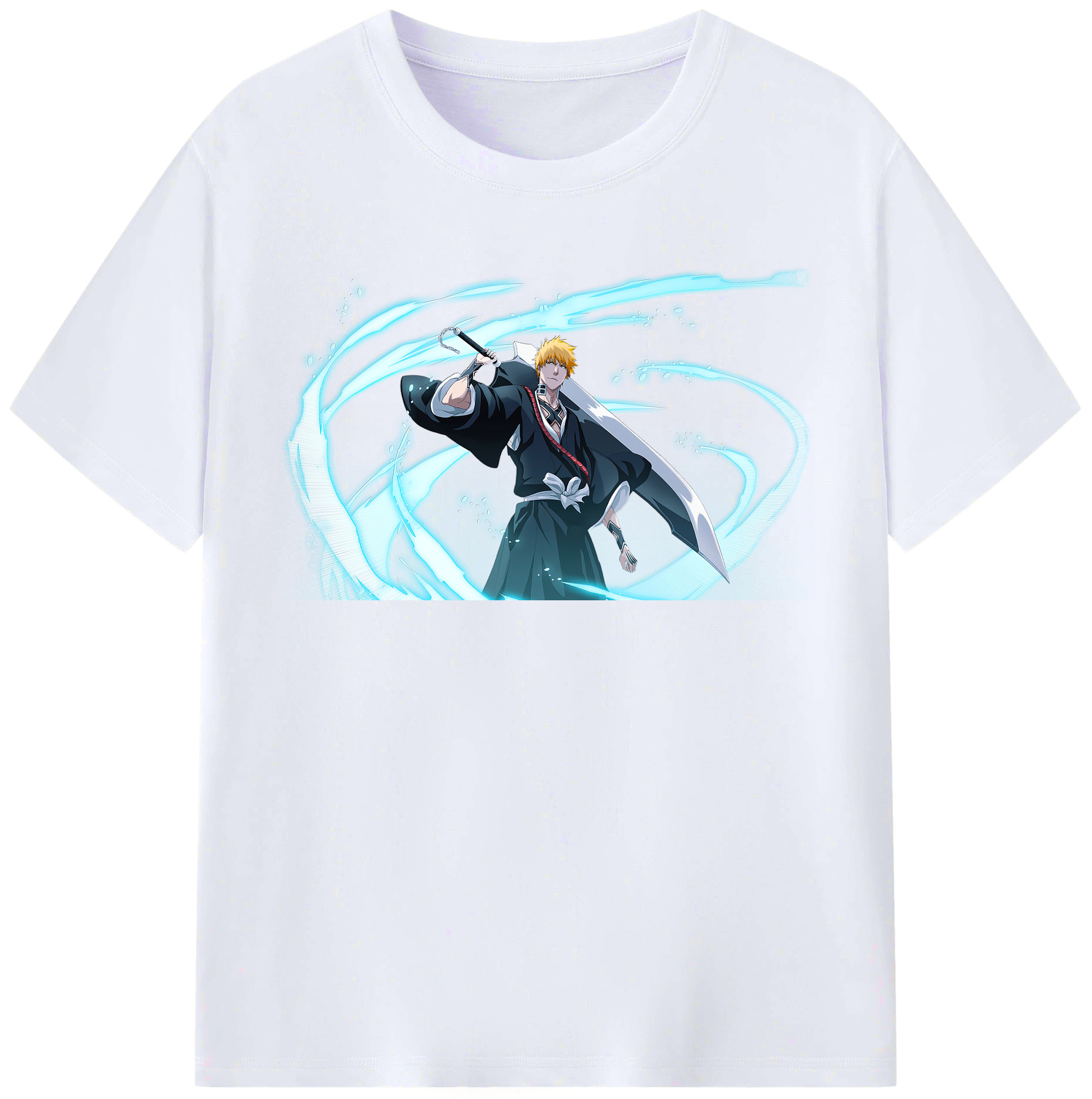 （画像用） ブリーチ 黒崎一護（くろさき いちご）BLEACH Kurosaki Ichigo レディースカジュアルプリントTシャツ（綿100％）