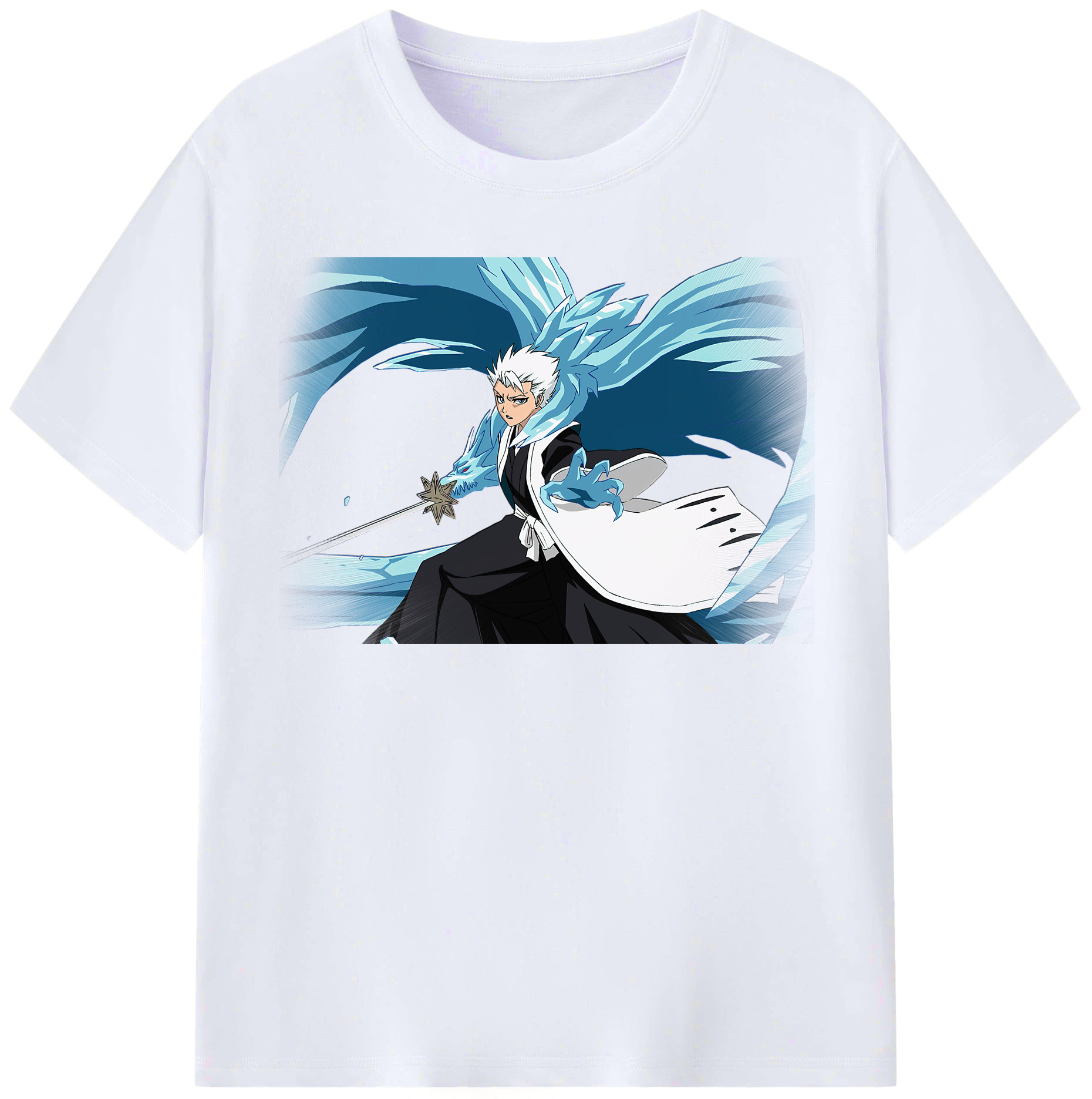 （画像用） ブリーチ 日番谷冬獅郎（ひつがや とうしろう） BLEACH Hitsugaya Toushirou レディースカジュアルプリントTシャツ（綿100％）