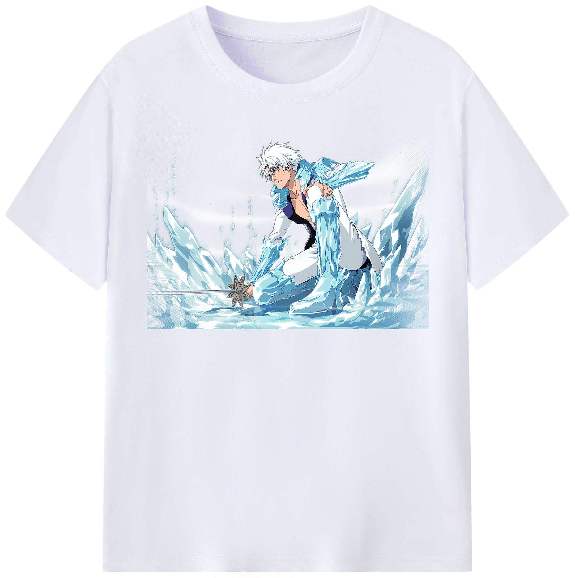（画像用） ブリーチ 日番谷冬獅郎（ひつがや とうしろう） BLEACH Hitsugaya Toushirou レディースカジュアルプリントTシャツ（綿100％）
