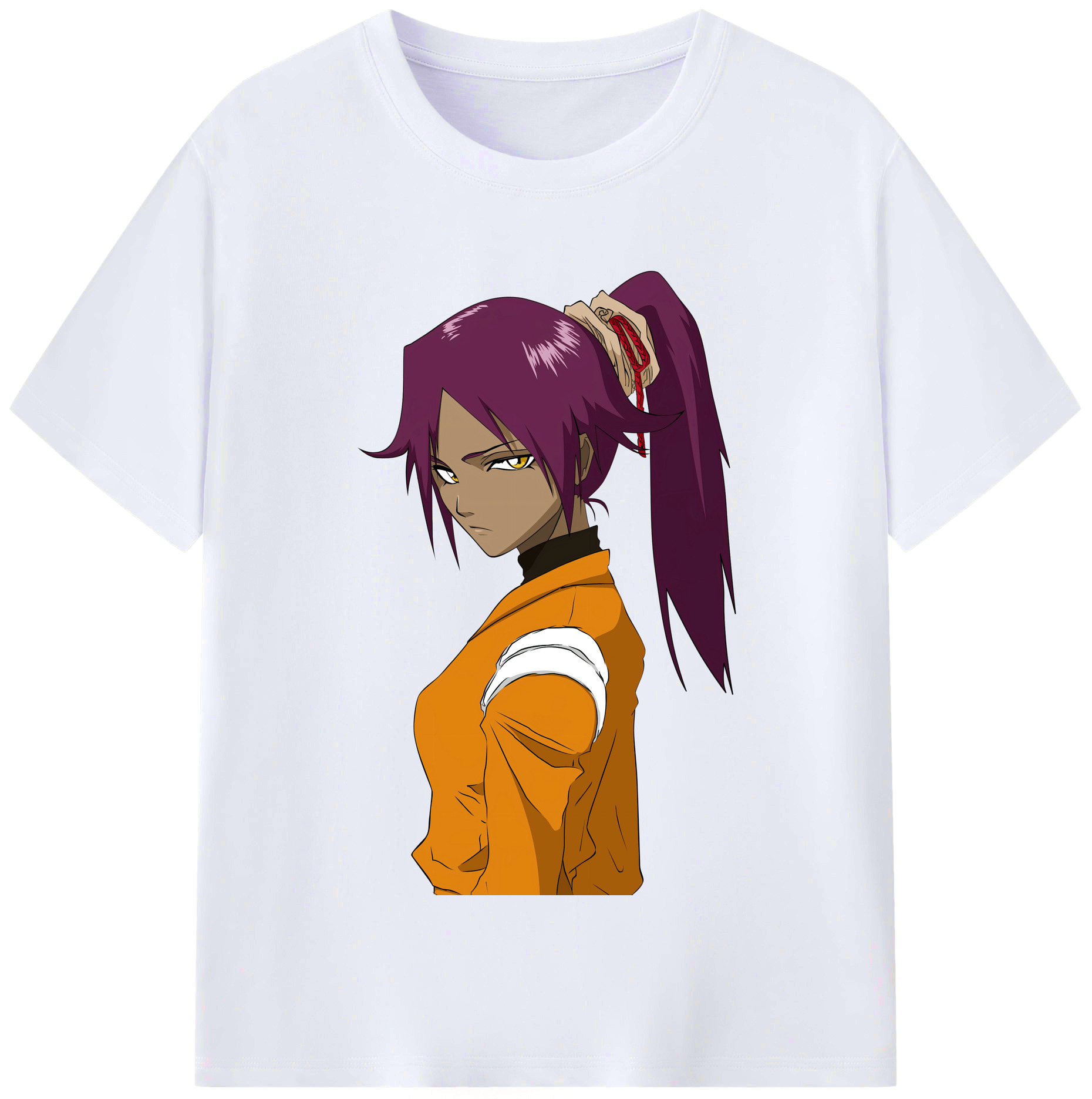 （画像用） ブリーチ 四楓院 夜一（しほういん よるいち） BLEACH Shihouin Yoruichi レディースカジュアルプリントTシャツ（綿100％）