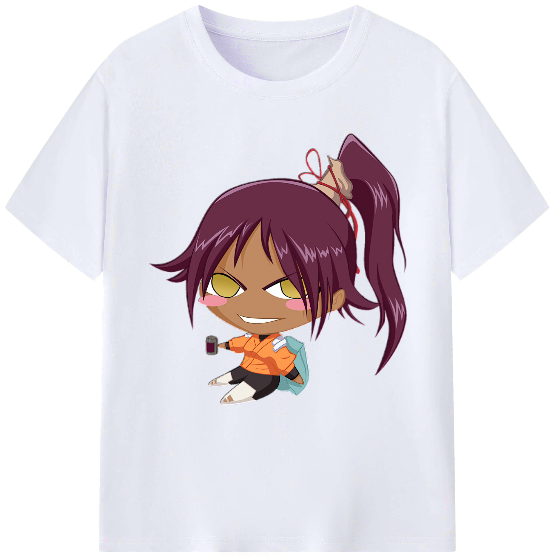 （画像用） ブリーチ 四楓院 夜一（しほういん よるいち） BLEACH Shihouin Yoruichi レディースカジュアルプリントTシャツ（綿100％）