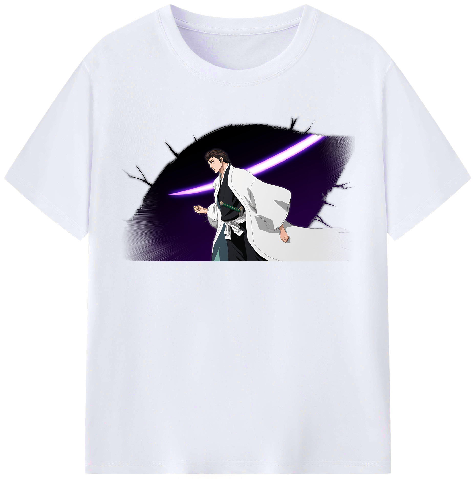 （画像用） ブリーチ 藍染 惣右介（あいぜん そうすけ） BLEACH Aizen Sousuke レディースカジュアルプリントTシャツ（綿100％）
