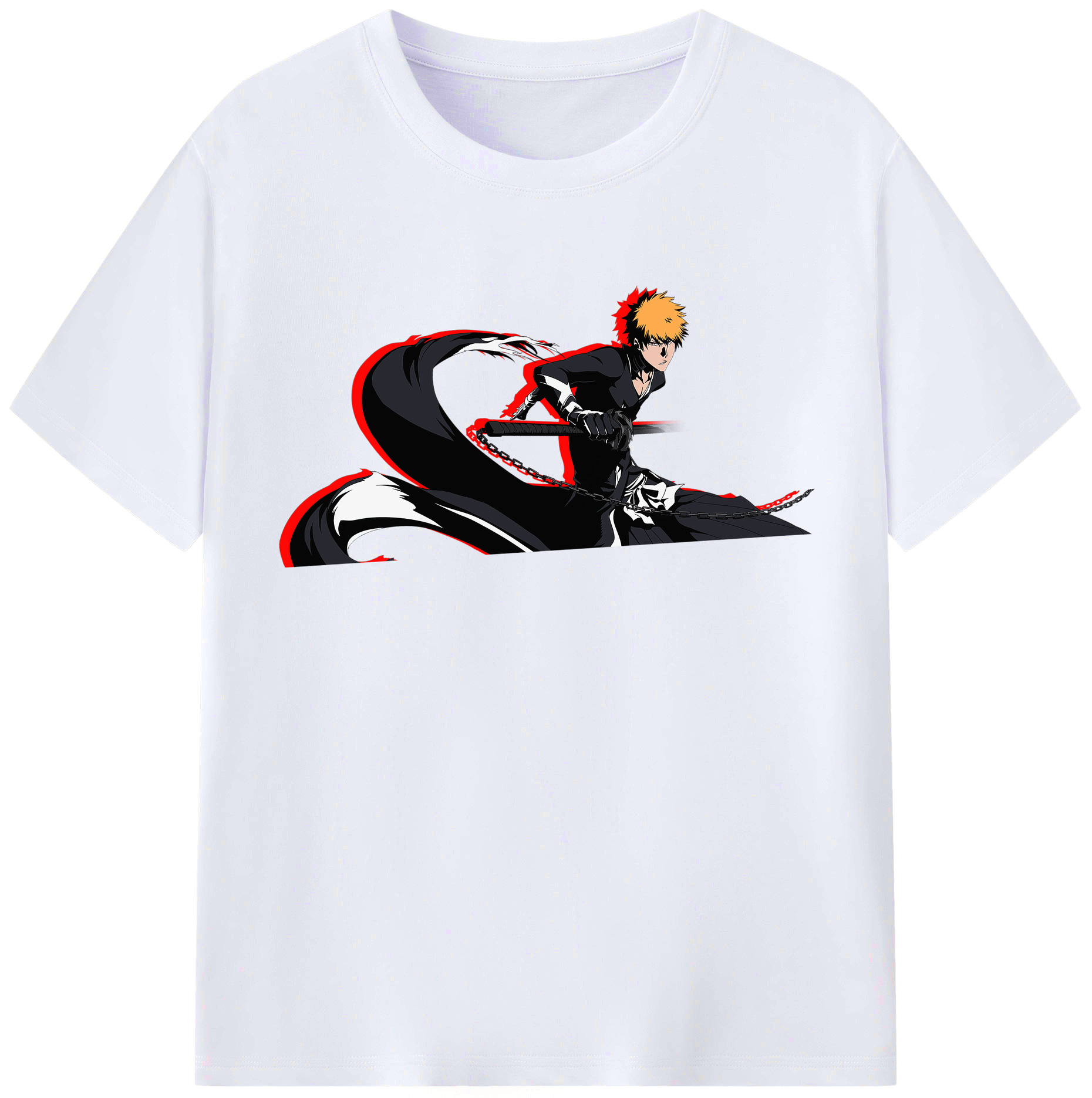 （画像用） ブリーチ 黒崎一護（くろさき いちご）BLEACH Kurosaki Ichigo レディースカジュアルプリントTシャツ（綿100％）