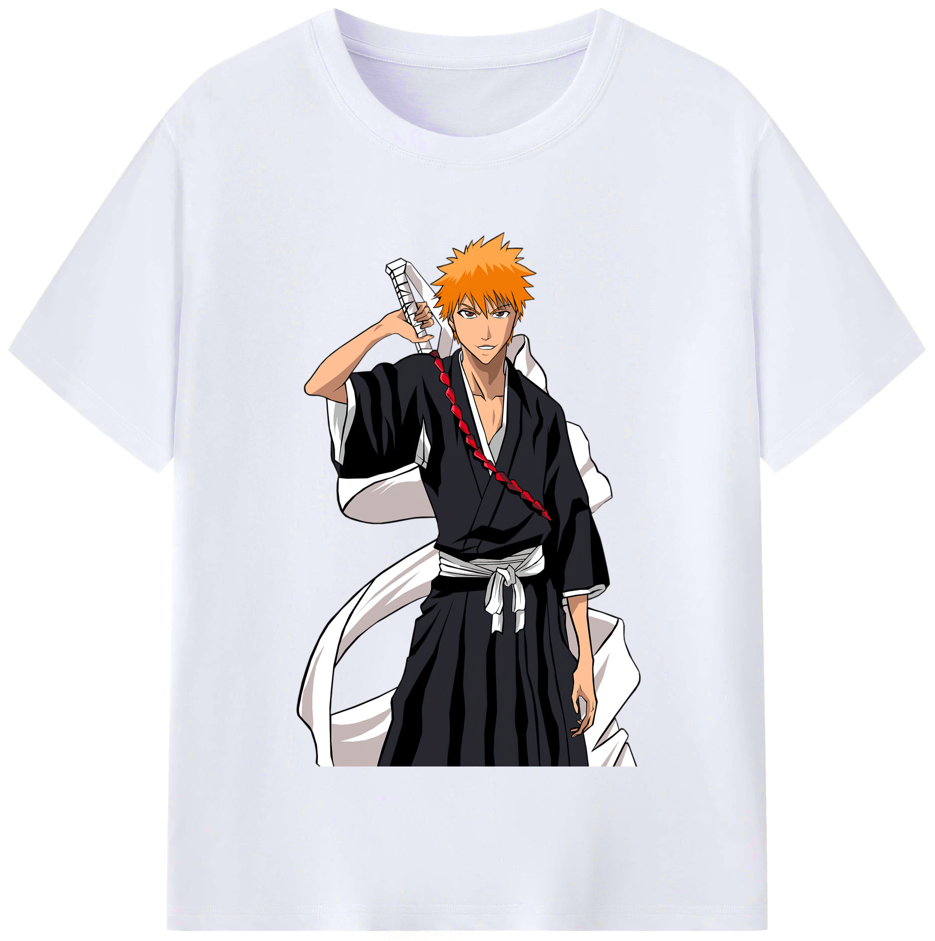 （画像用） ブリーチ 黒崎一護（くろさき いちご）BLEACH Kurosaki Ichigo レディースカジュアルプリントTシャツ（綿100％）