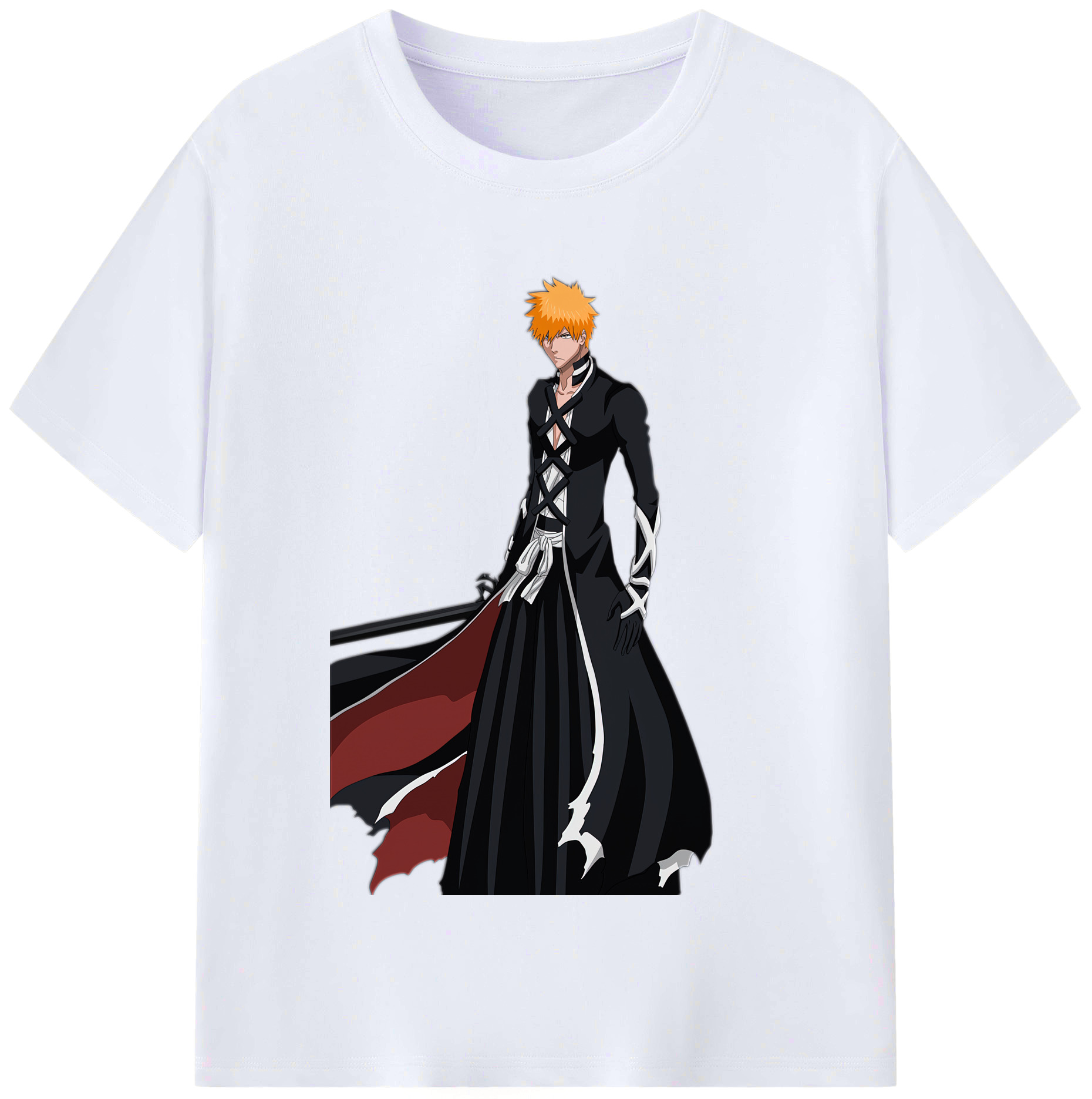 （画像用） ブリーチ 黒崎一護（くろさき いちご）BLEACH Kurosaki Ichigo レディースカジュアルプリントTシャツ（綿100％）