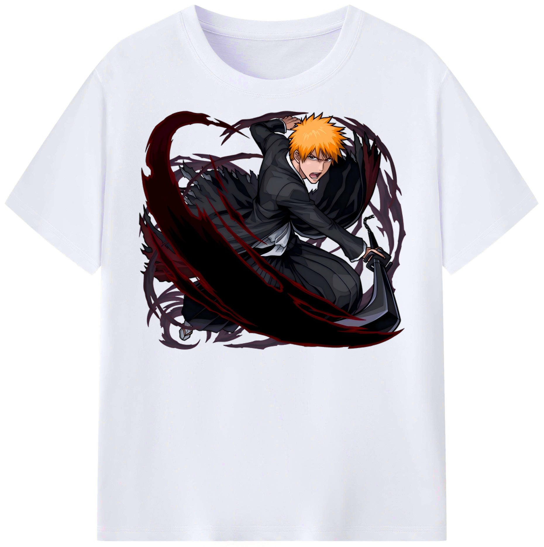 （画像用） ブリーチ 黒崎一護（くろさき いちご）BLEACH Kurosaki Ichigo レディースカジュアルプリントTシャツ（綿100％）