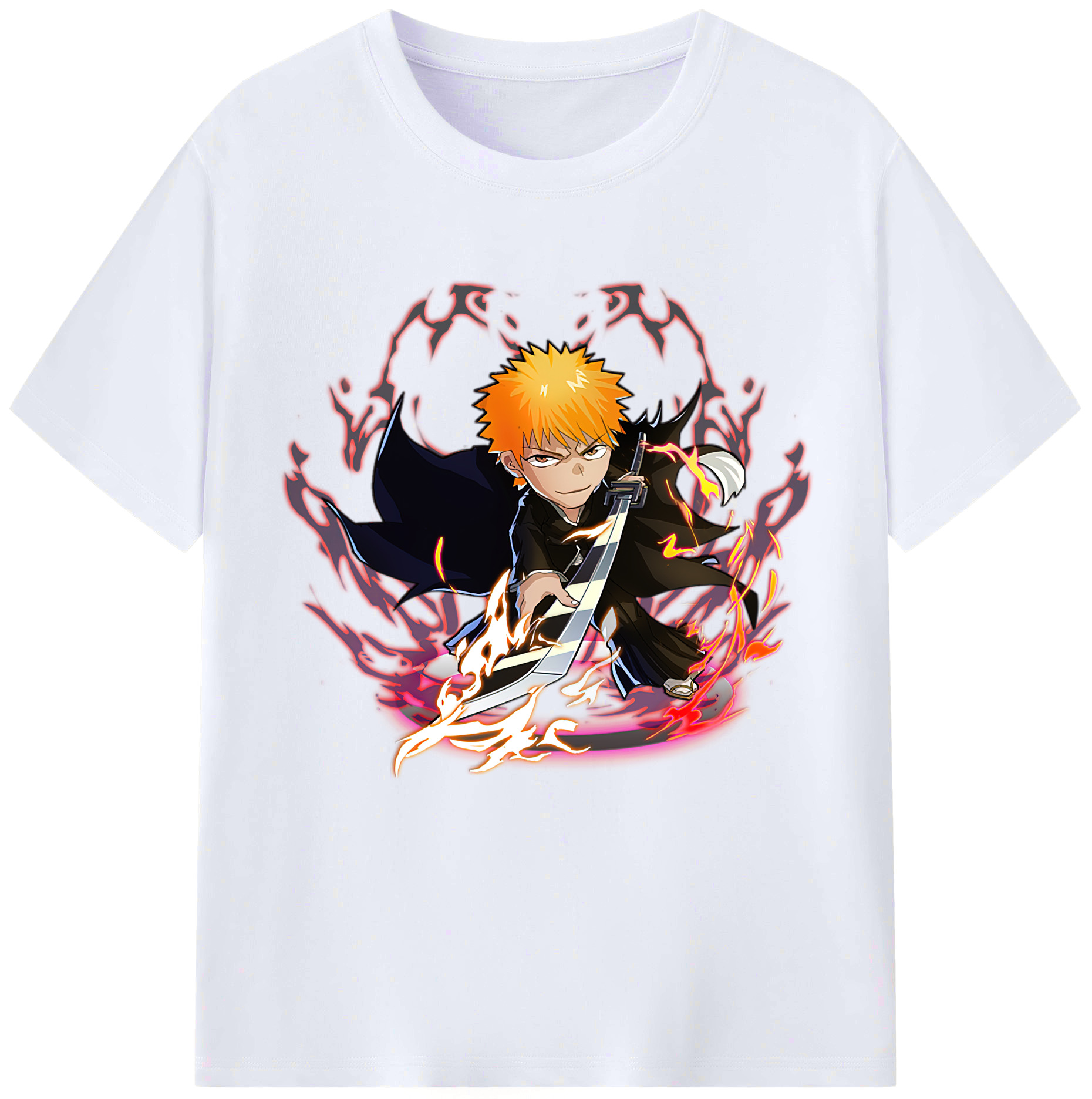 （画像用） ブリーチ 黒崎一護（くろさき いちご）BLEACH Kurosaki Ichigo レディースカジュアルプリントTシャツ（綿100％）
