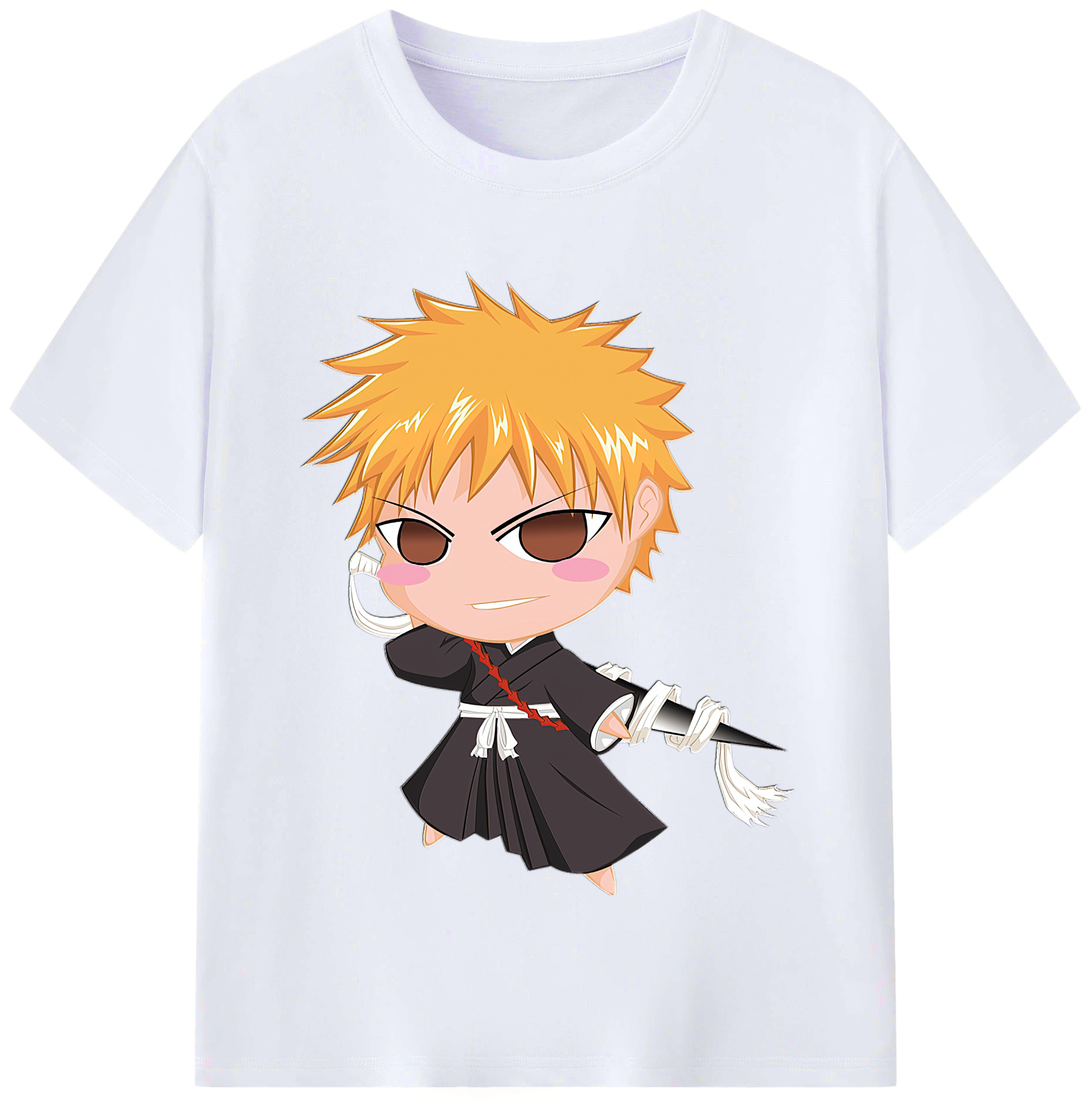 （画像用） ブリーチ 黒崎一護（くろさき いちご）BLEACH Kurosaki Ichigo レディースカジュアルプリントTシャツ（綿100％）