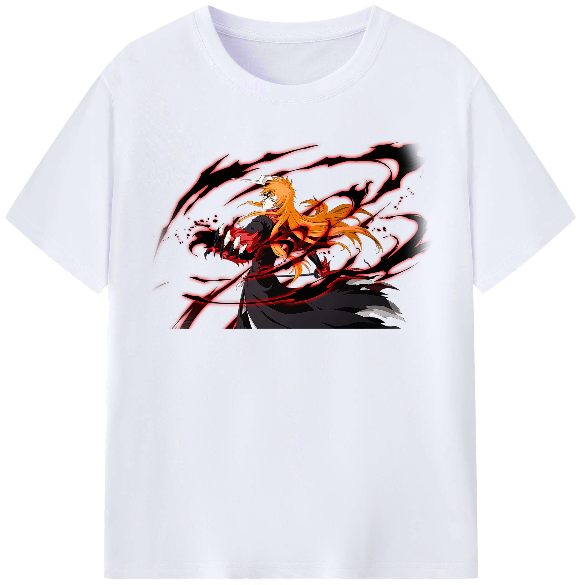（画像用） ブリーチ 黒崎一護（くろさき いちご）BLEACH Kurosaki Ichigo レディースカジュアルプリントTシャツ（綿100％）