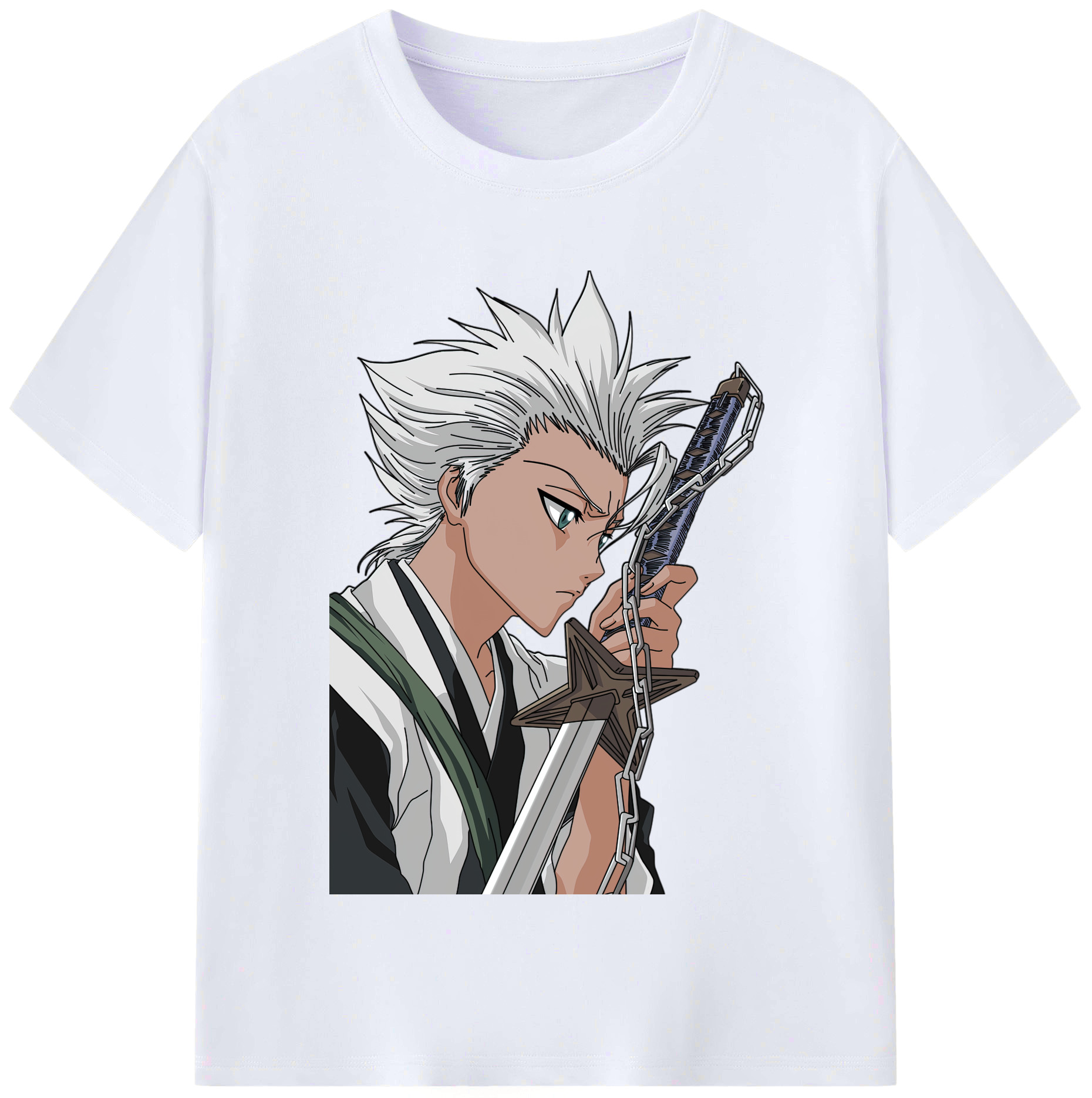 （画像用） ブリーチ 日番谷冬獅郎（ひつがや とうしろう） BLEACH Hitsugaya Toushirou レディースカジュアルプリントTシャツ（綿100％）