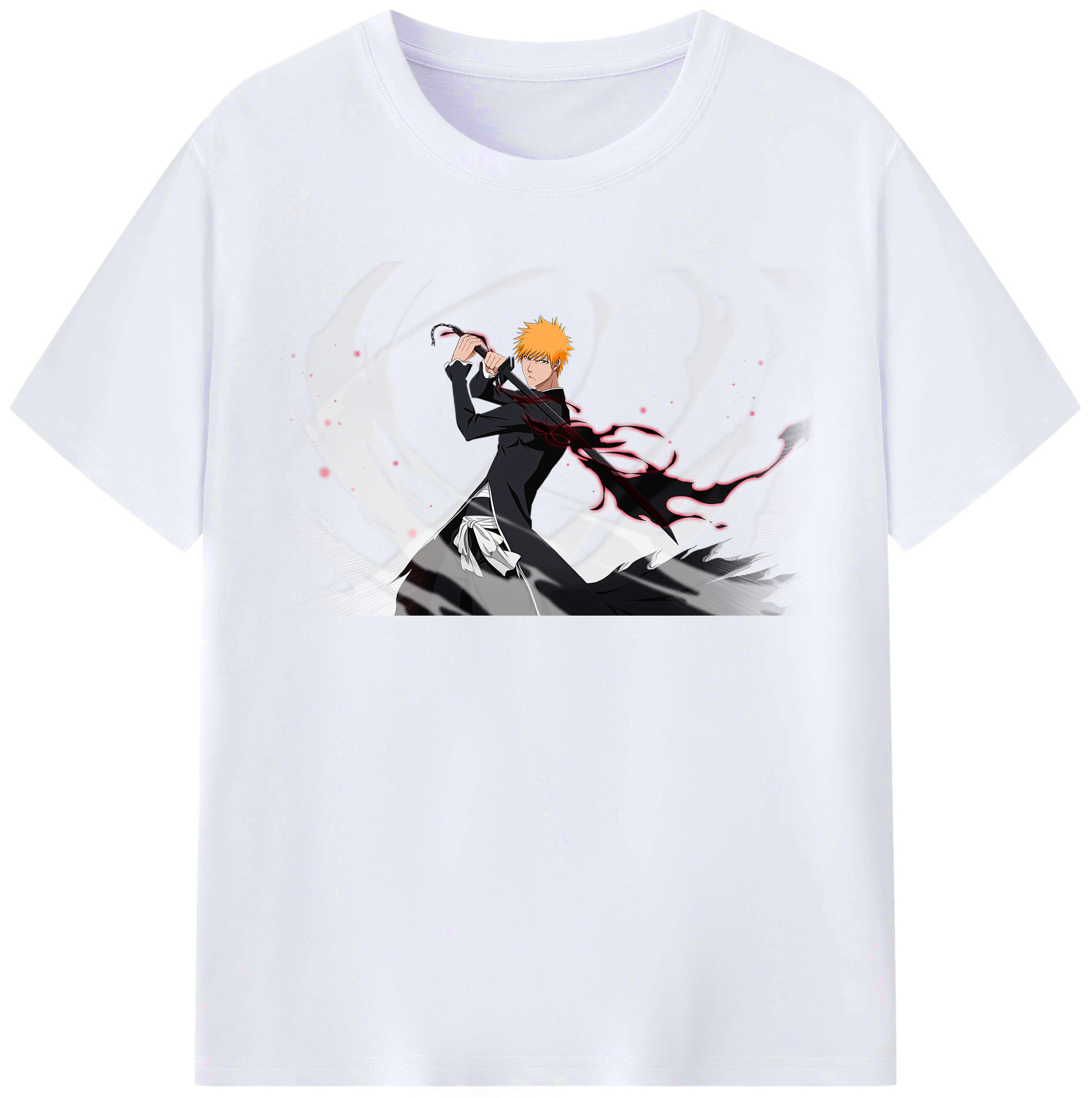（画像用） ブリーチ 黒崎一護（くろさき いちご）BLEACH Kurosaki Ichigo レディースカジュアルプリントTシャツ（綿100％）