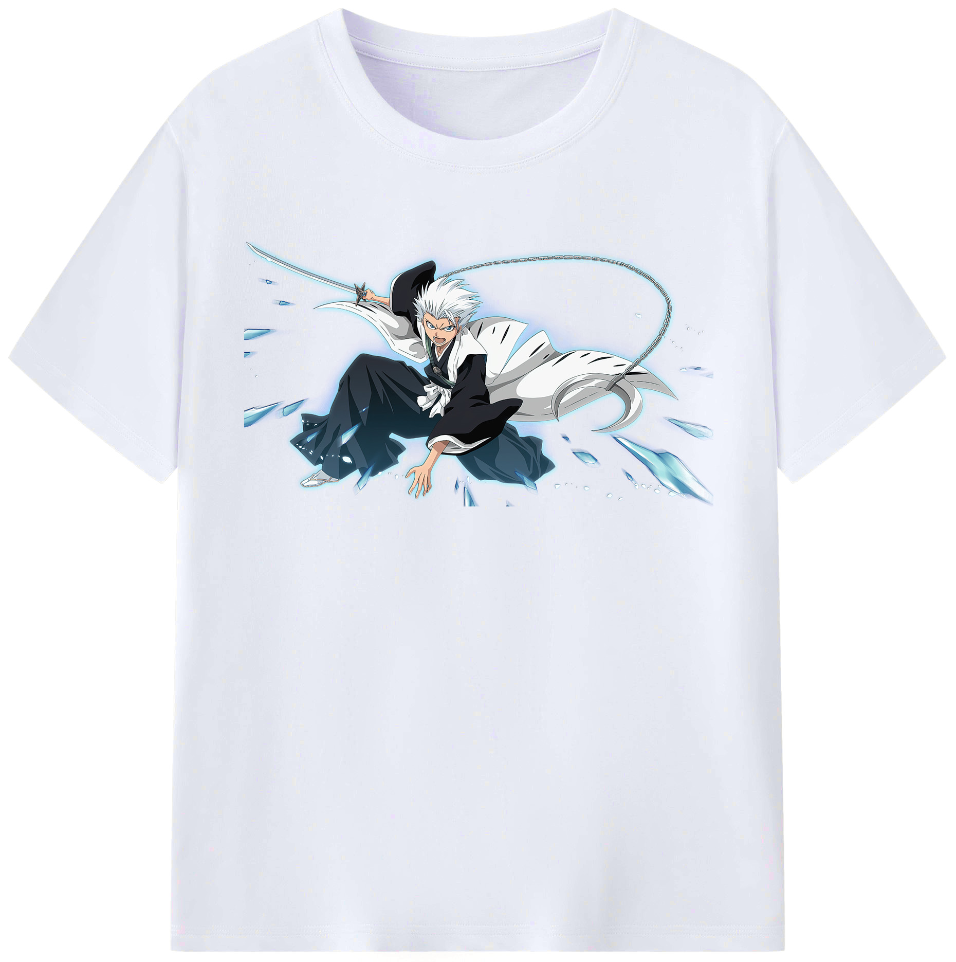 （画像用） ブリーチ 日番谷冬獅郎（ひつがや とうしろう） BLEACH Hitsugaya Toushirou レディースカジュアルプリントTシャツ（綿100％）