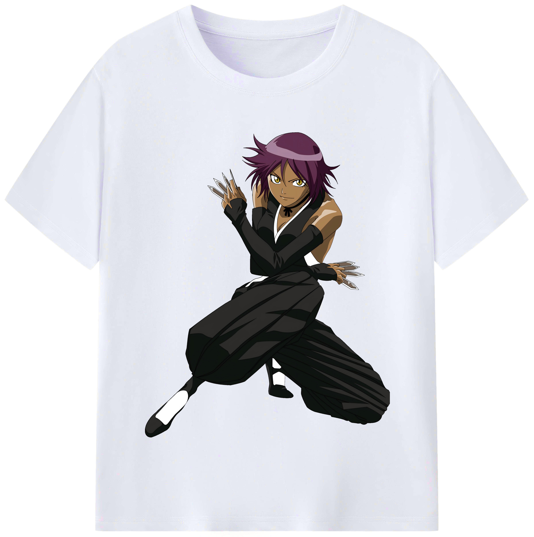 （画像用） ブリーチ 四楓院 夜一（しほういん よるいち） BLEACH Shihouin Yoruichi レディースカジュアルプリントTシャツ（綿100％）