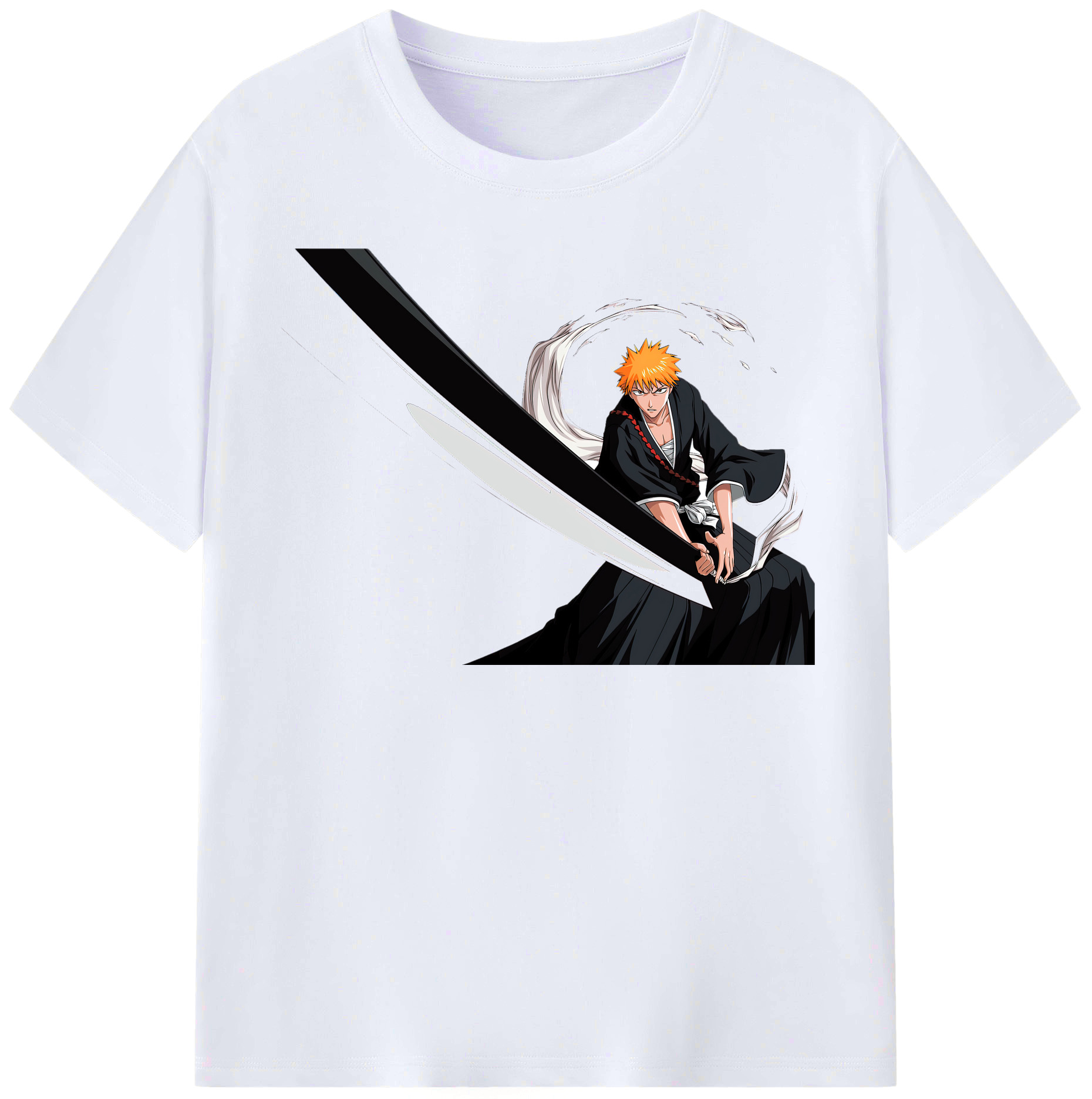 （画像用） ブリーチ 黒崎一護（くろさき いちご）BLEACH Kurosaki Ichigo レディースカジュアルプリントTシャツ（綿100％）