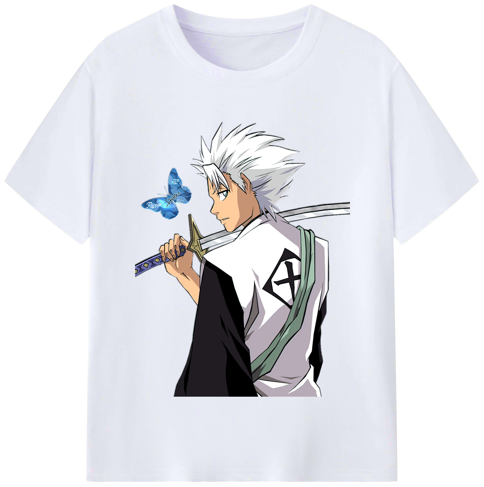 （画像用） ブリーチ 日番谷冬獅郎（ひつがや とうしろう） BLEACH Hitsugaya Toushirou レディースカジュアルプリントTシャツ（綿100％）