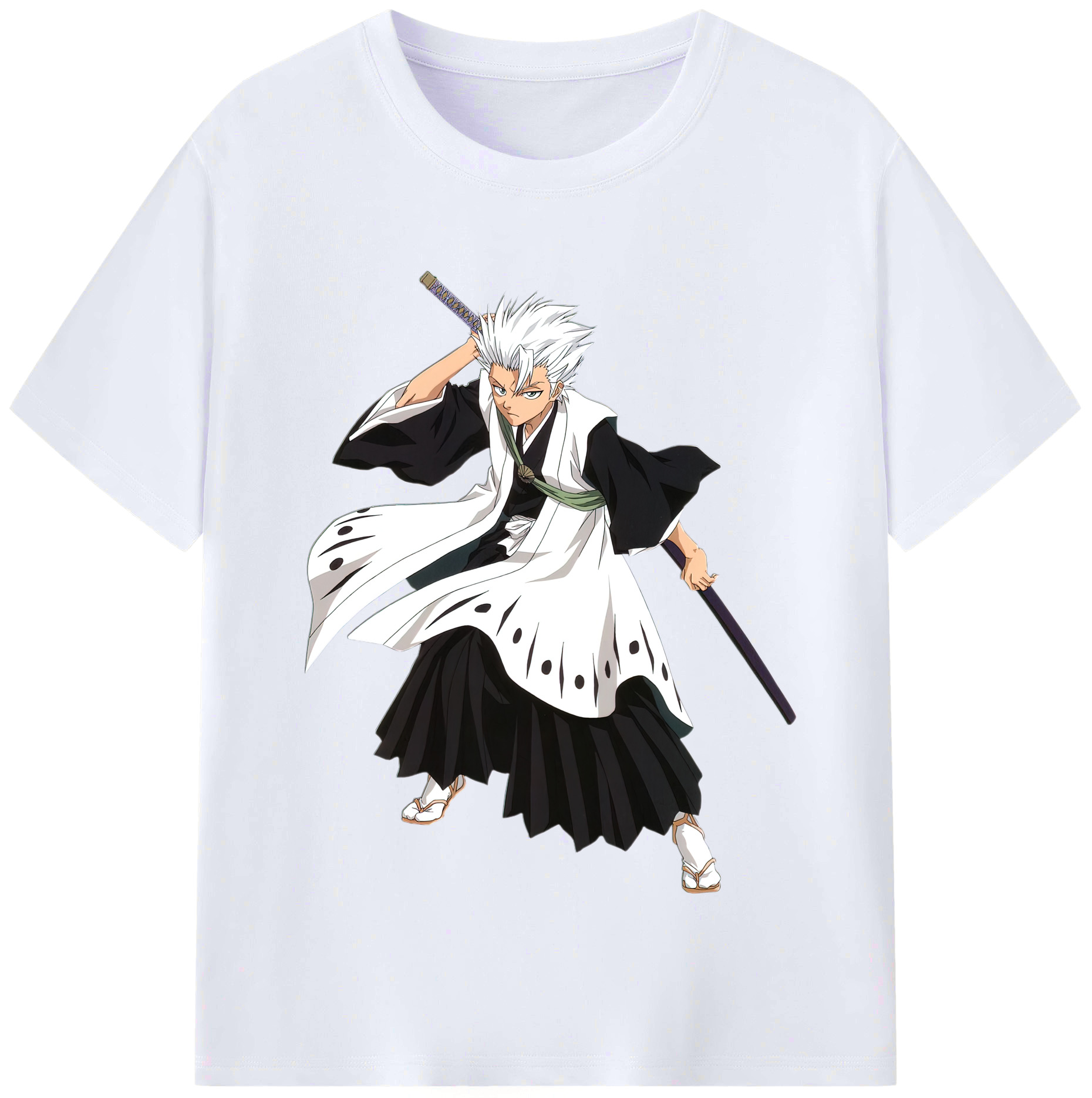 （画像用） ブリーチ 日番谷冬獅郎（ひつがや とうしろう） BLEACH Hitsugaya Toushirou レディースカジュアルプリントTシャツ（綿100％）