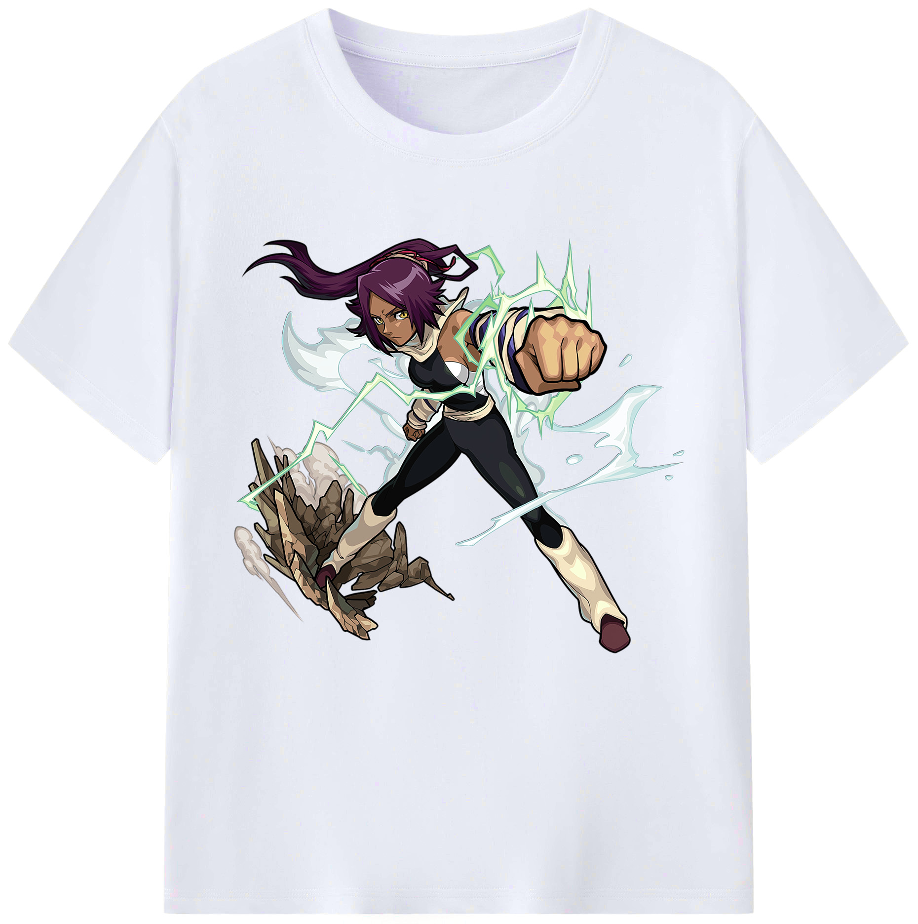 （画像用） ブリーチ 四楓院 夜一（しほういん よるいち） BLEACH Shihouin Yoruichi レディースカジュアルプリントTシャツ（綿100％）