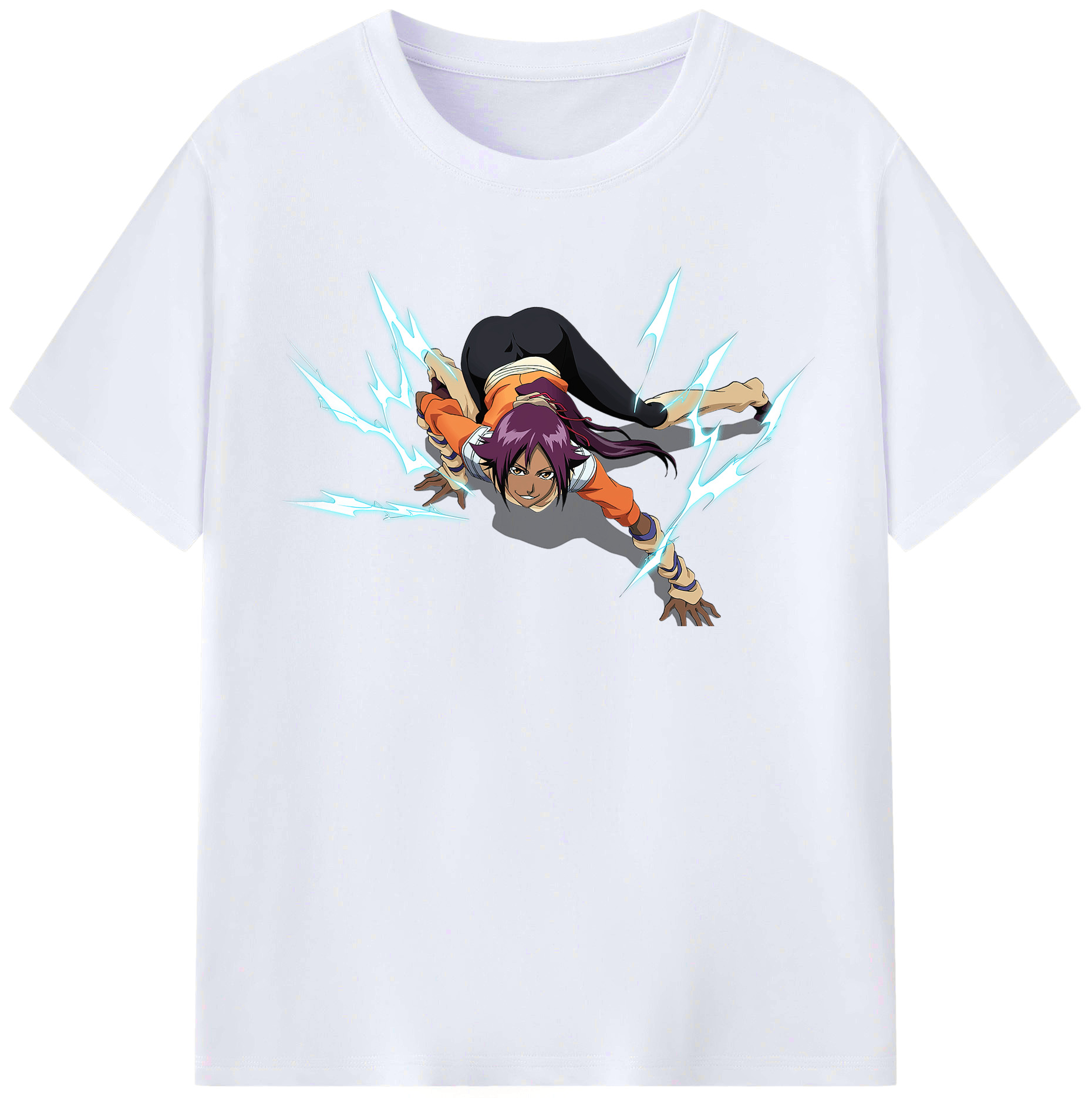 （画像用） ブリーチ 四楓院 夜一（しほういん よるいち） BLEACH Shihouin Yoruichi レディースカジュアルプリントTシャツ（綿100％）