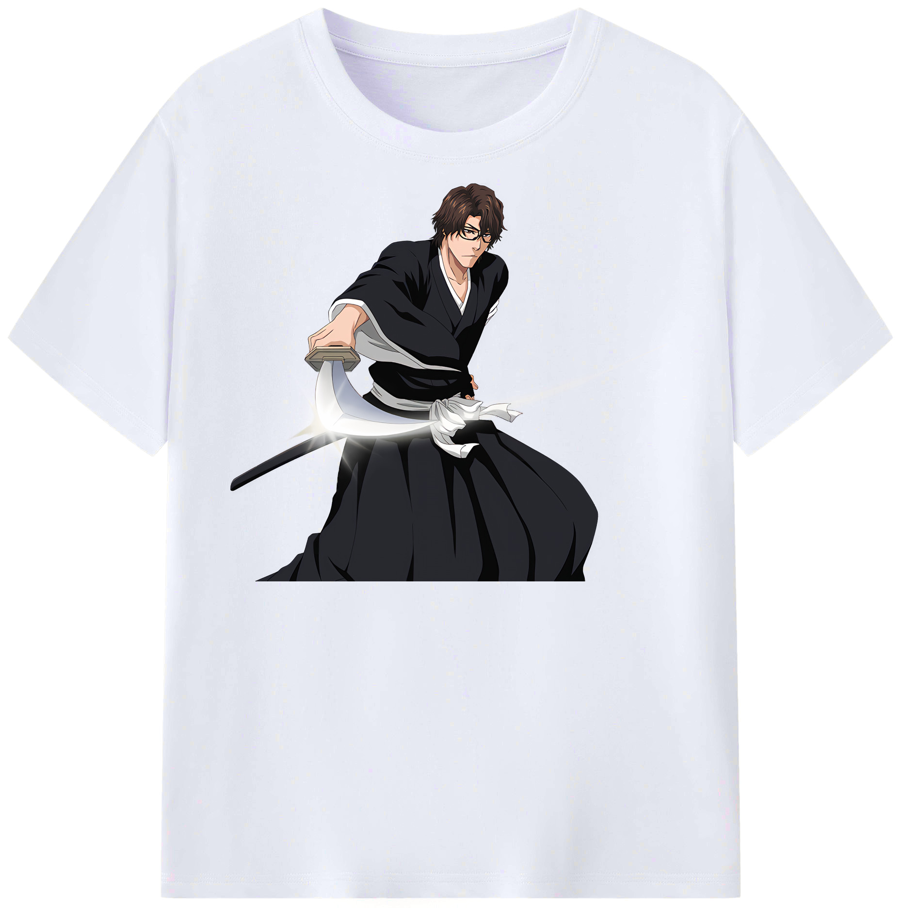 （画像用） ブリーチ 藍染 惣右介（あいぜん そうすけ） BLEACH Aizen Sousuke レディースカジュアルプリントTシャツ（綿100％）