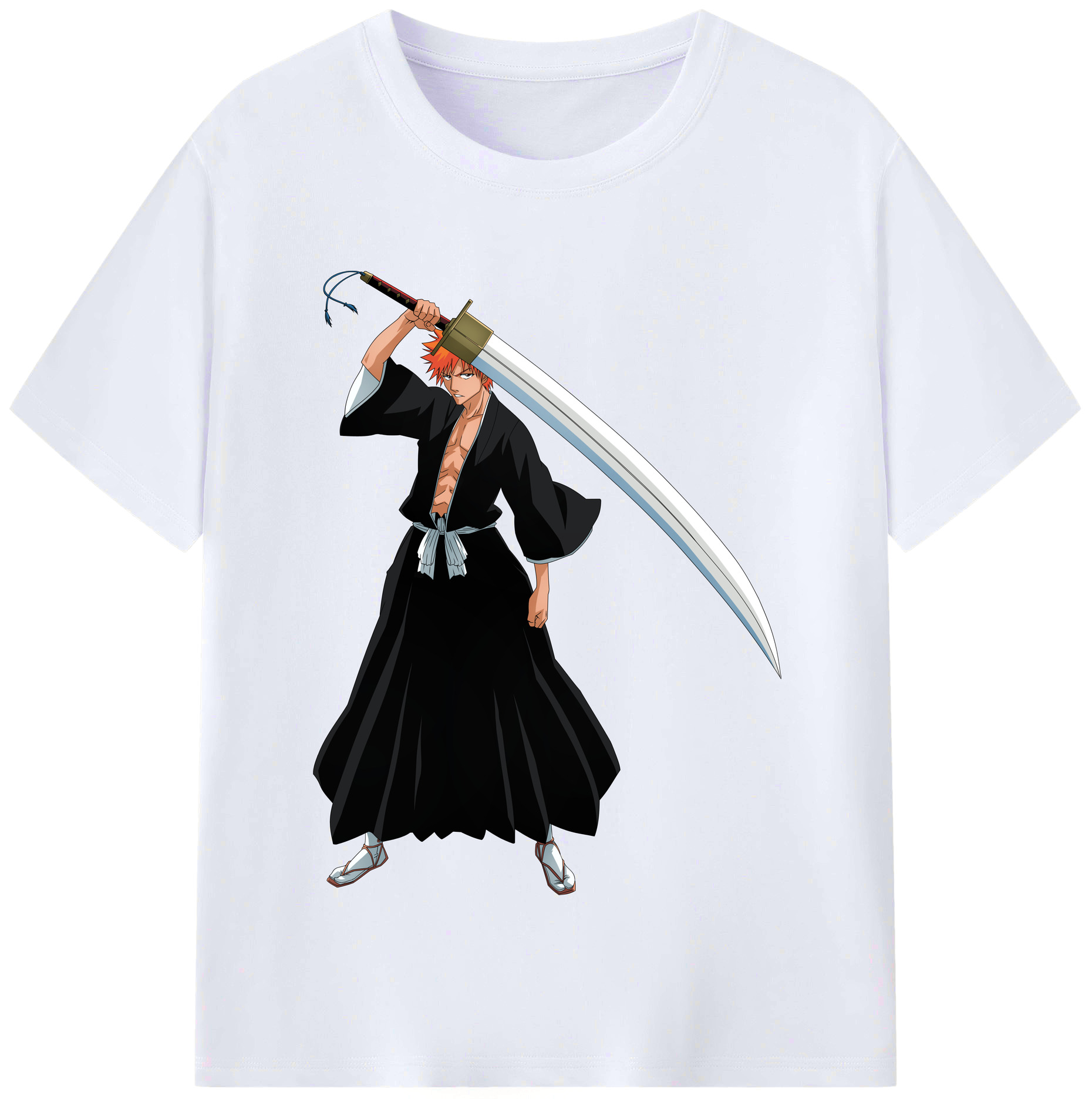 （画像用） ブリーチ 黒崎一護（くろさき いちご）BLEACH Kurosaki Ichigo レディースカジュアルプリントTシャツ（綿100％）