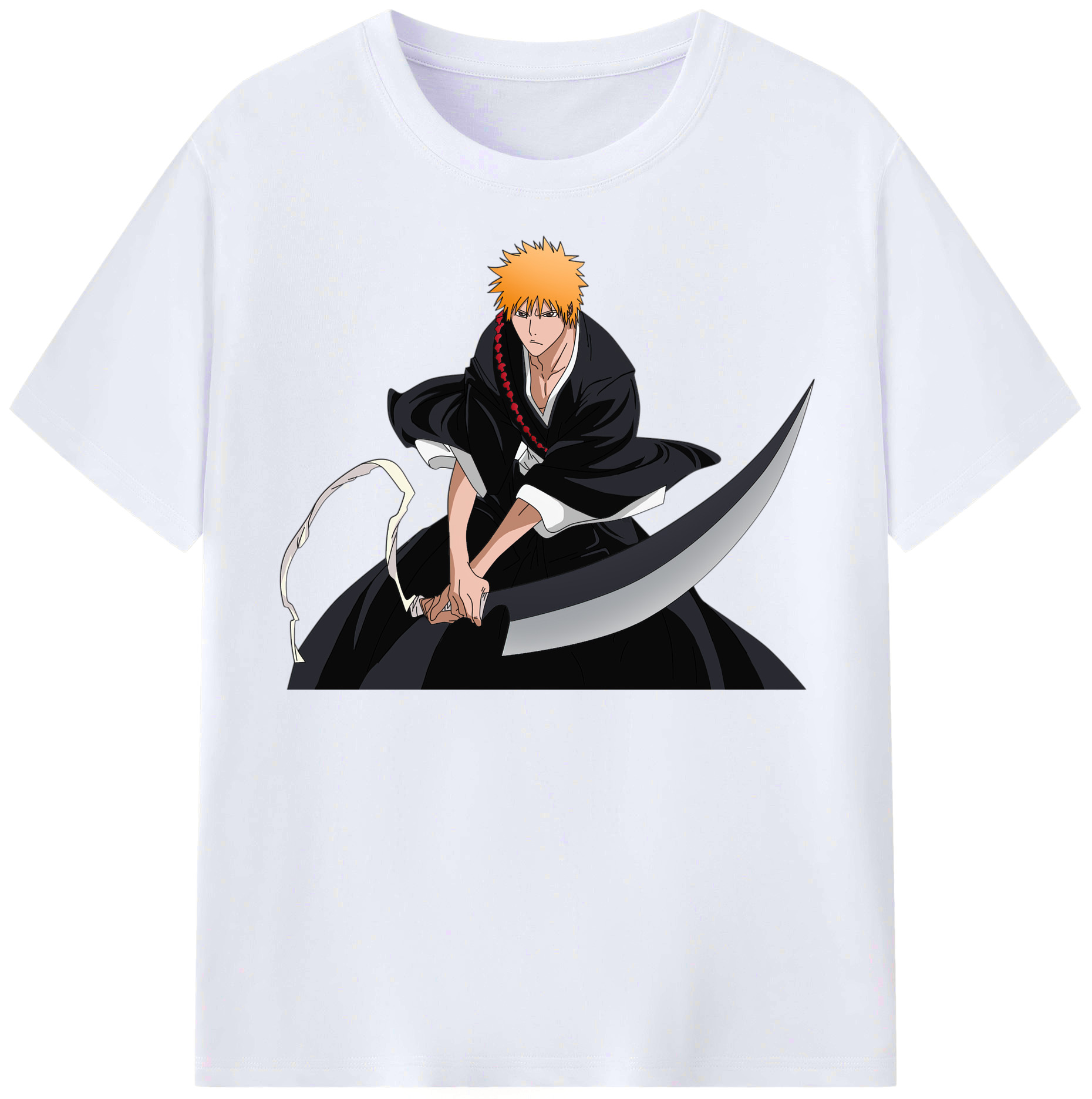 （画像用） ブリーチ 黒崎一護（くろさき いちご）BLEACH Kurosaki Ichigo レディースカジュアルプリントTシャツ（綿100％）