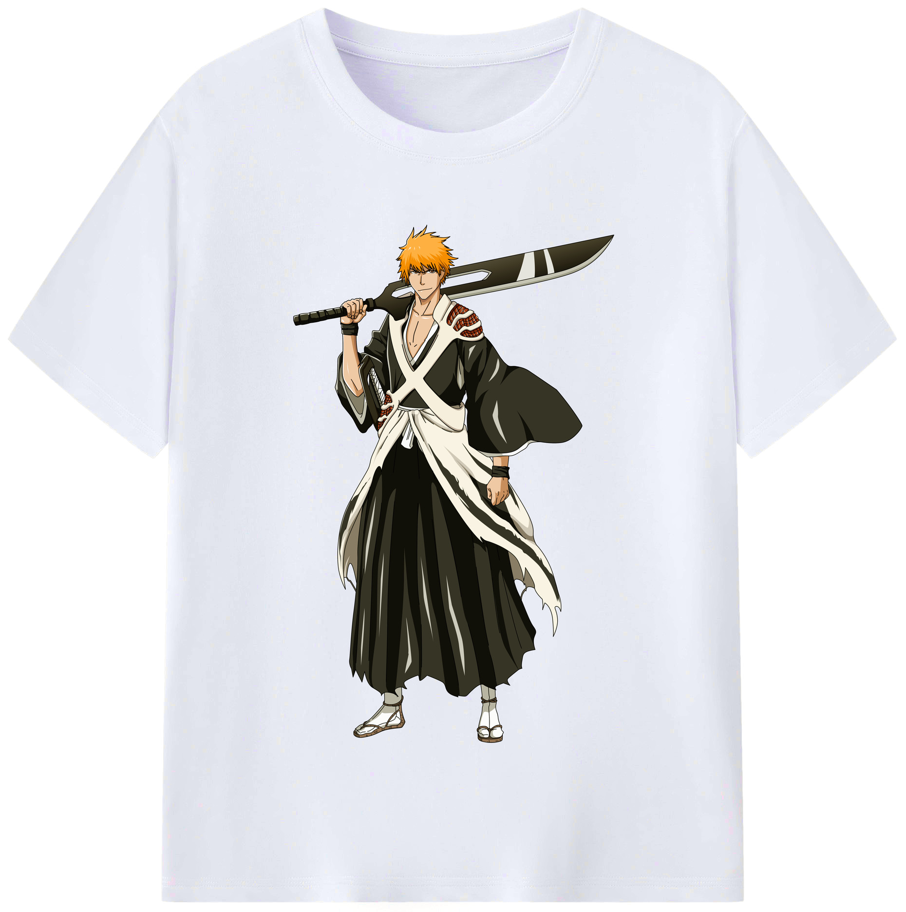 （画像用） ブリーチ 黒崎一護（くろさき いちご）BLEACH Kurosaki Ichigo レディースカジュアルプリントTシャツ（綿100％）