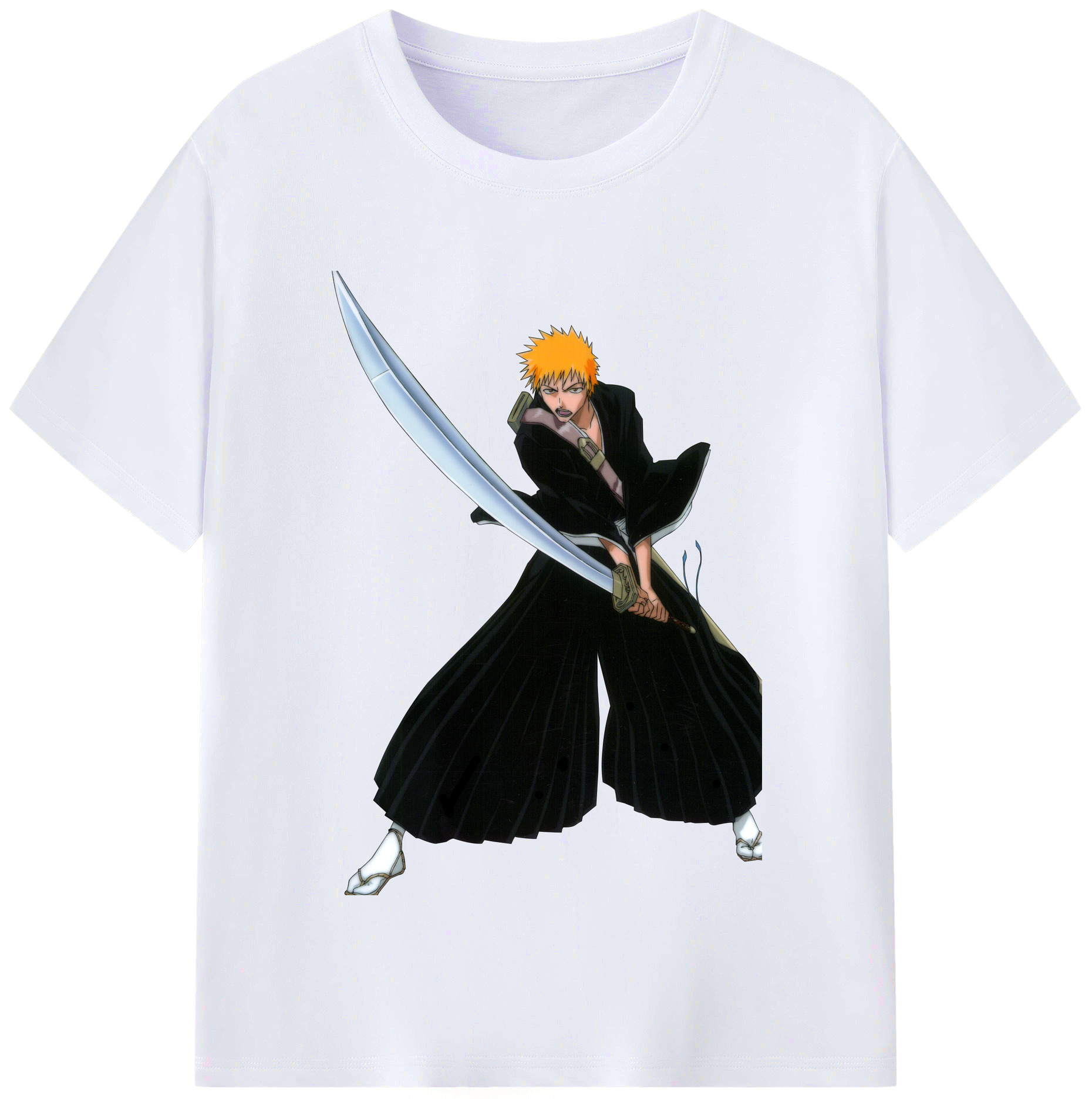 （画像用） ブリーチ 黒崎一護（くろさき いちご）BLEACH Kurosaki Ichigo レディースカジュアルプリントTシャツ（綿100％）