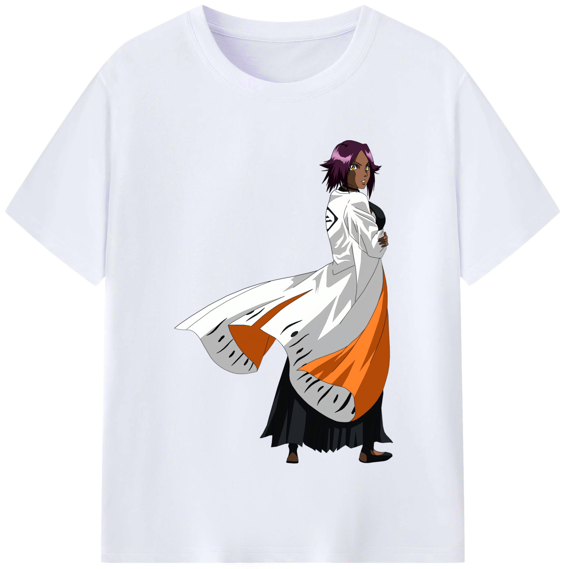 （画像用） ブリーチ 四楓院 夜一（しほういん よるいち） BLEACH Shihouin Yoruichi レディースカジュアルプリントTシャツ（綿100％）