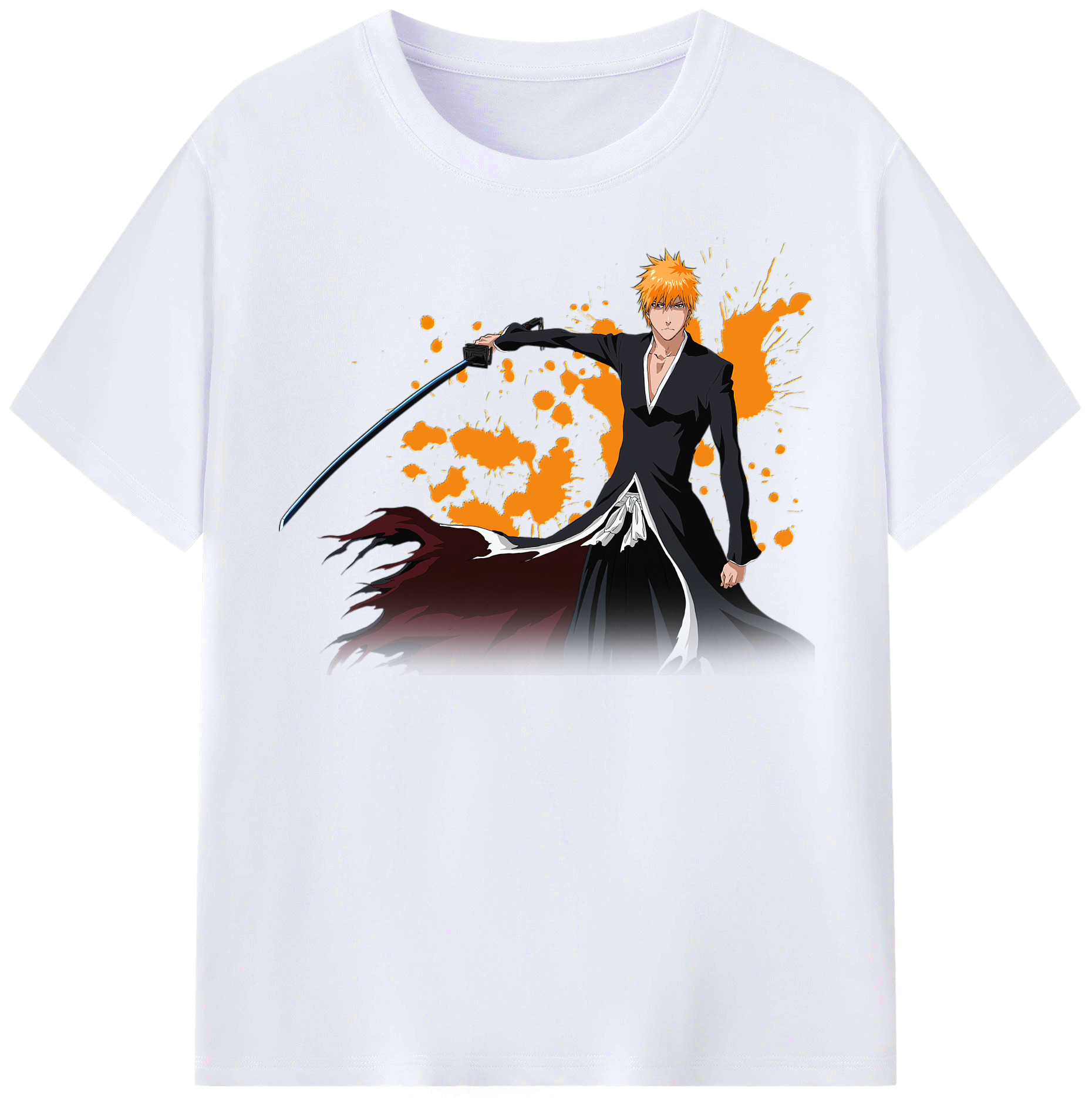 （画像用） ブリーチ 黒崎一護（くろさき いちご）BLEACH Kurosaki Ichigo レディースカジュアルプリントTシャツ（綿100％）