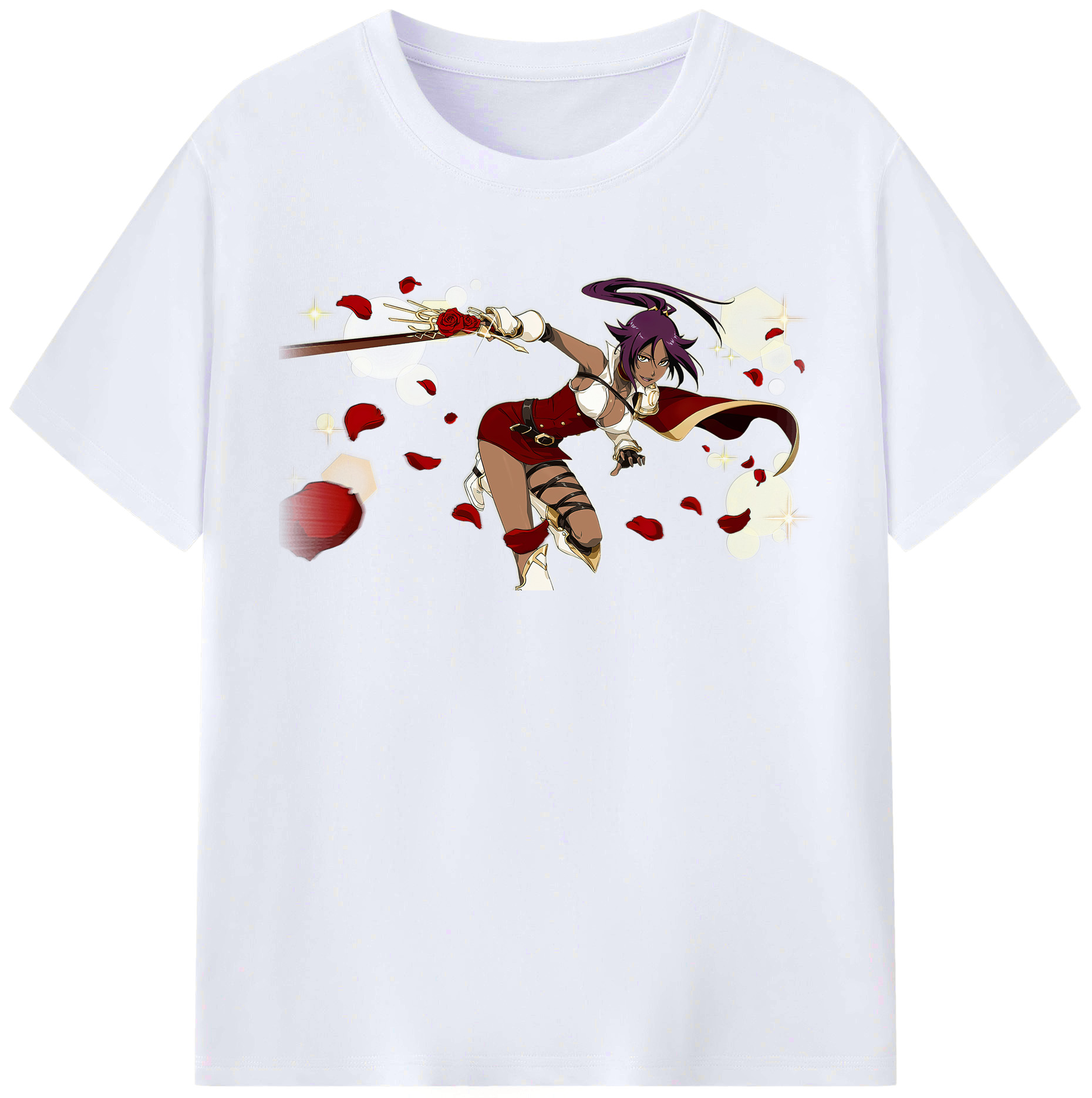 （画像用） ブリーチ 四楓院 夜一（しほういん よるいち） BLEACH Shihouin Yoruichi レディースカジュアルプリントTシャツ（綿100％）