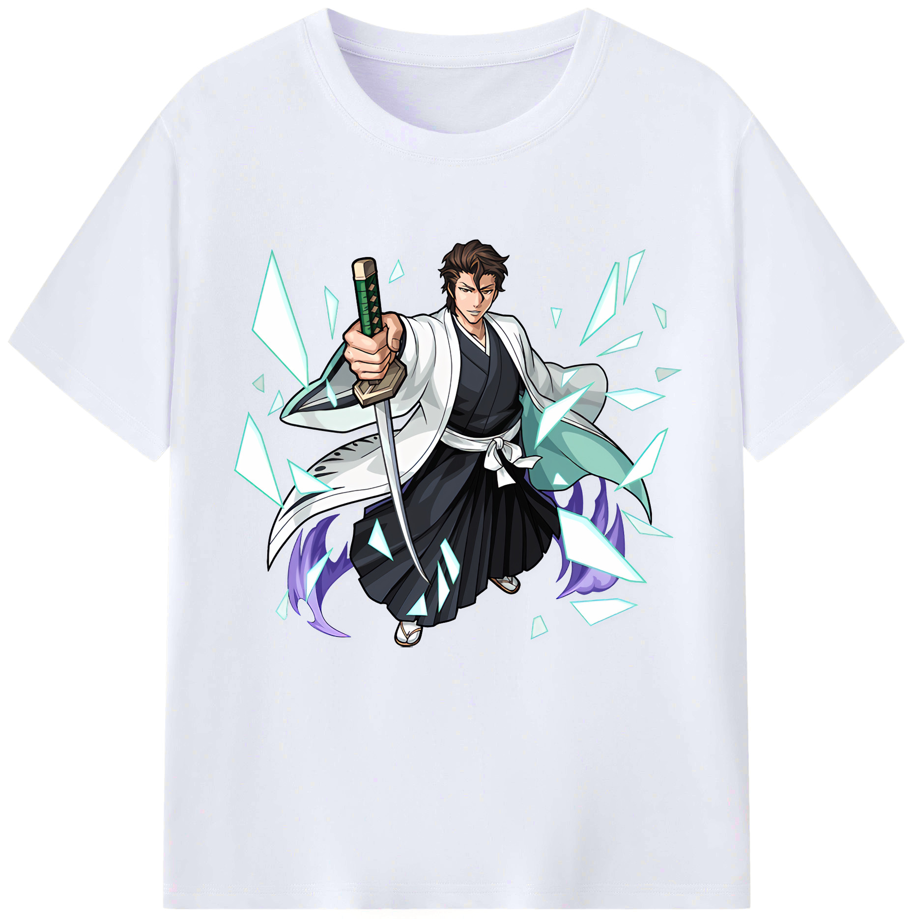 （画像用） ブリーチ 藍染 惣右介（あいぜん そうすけ） BLEACH Aizen Sousuke レディースカジュアルプリントTシャツ（綿100％）