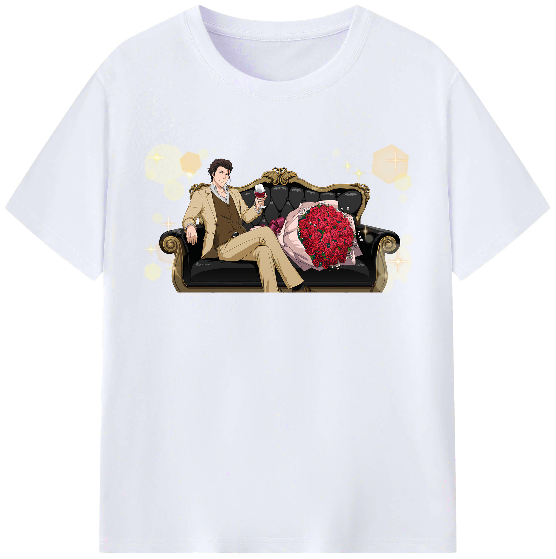 （画像用） ブリーチ 藍染 惣右介（あいぜん そうすけ） BLEACH Aizen Sousuke レディースカジュアルプリントTシャツ（綿100％）