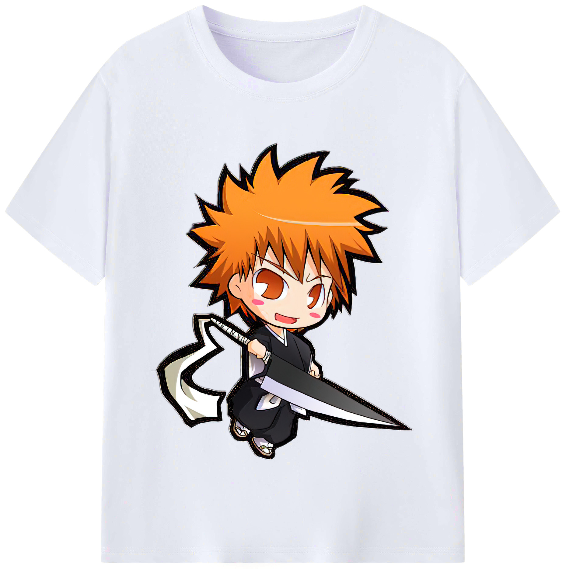 （画像用） ブリーチ 黒崎一護（くろさき いちご）BLEACH Kurosaki Ichigo レディースカジュアルプリントTシャツ（綿100％）