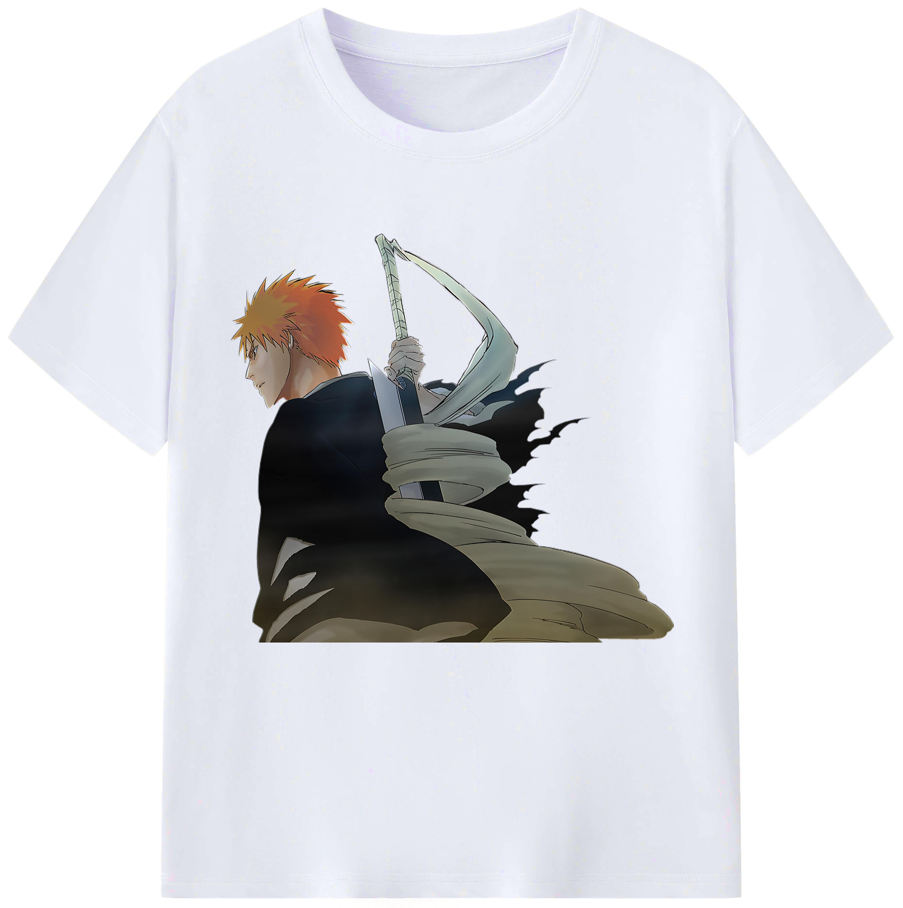 （画像用） ブリーチ 黒崎一護（くろさき いちご）BLEACH Kurosaki Ichigo レディースカジュアルプリントTシャツ（綿100％）