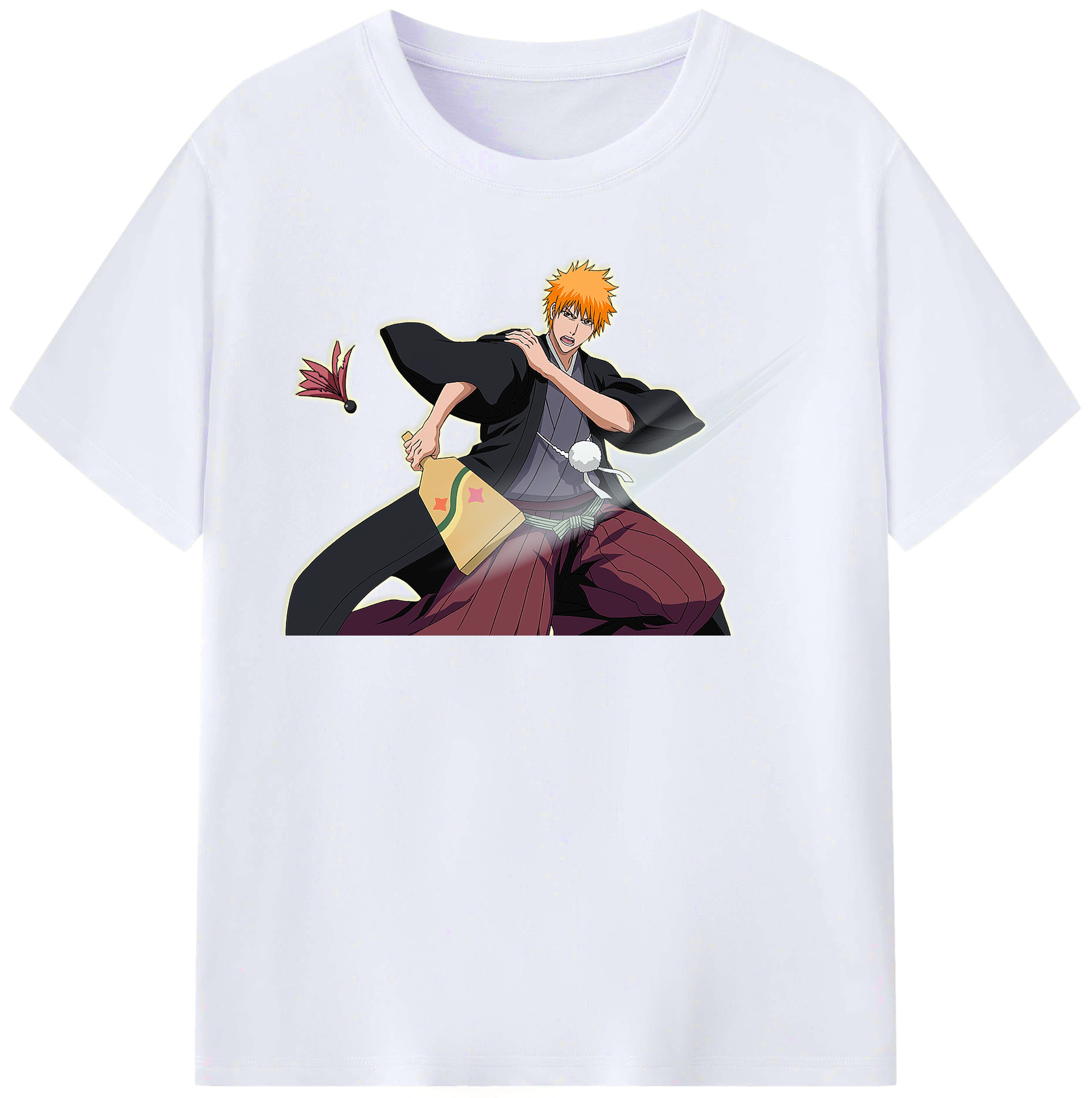 （画像用） ブリーチ 黒崎一護（くろさき いちご）BLEACH Kurosaki Ichigo レディースカジュアルプリントTシャツ（綿100％）