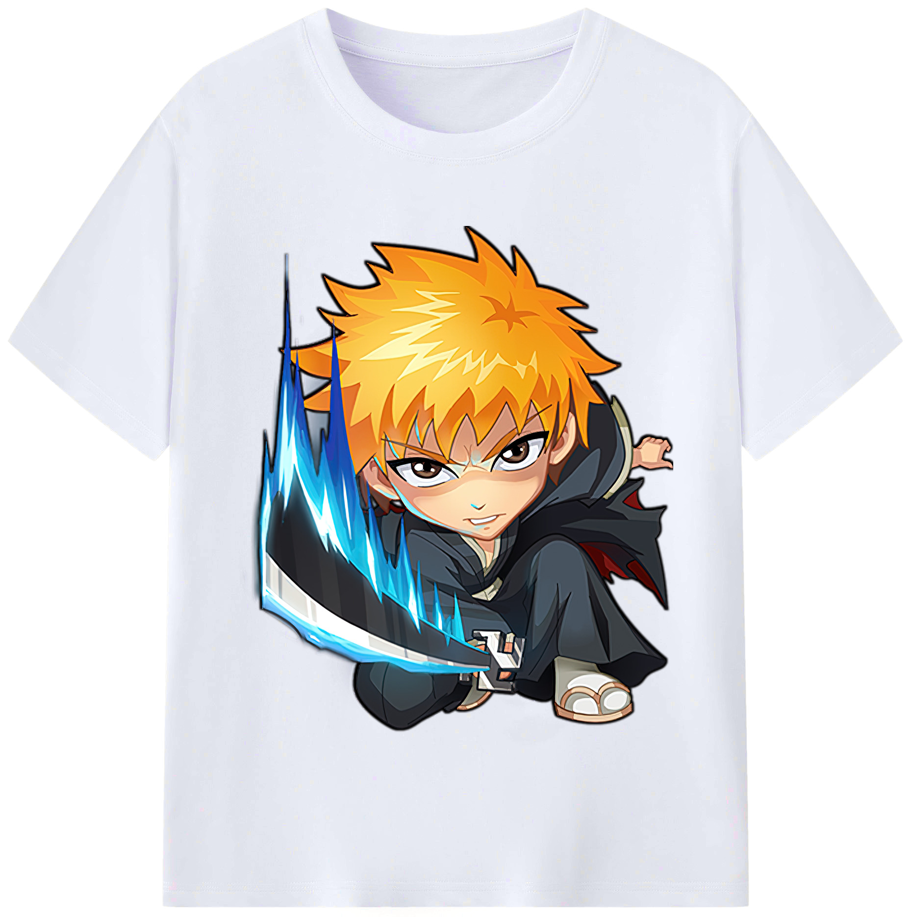 （画像用） ブリーチ 黒崎一護（くろさき いちご）BLEACH Kurosaki Ichigo レディースカジュアルプリントTシャツ（綿100％）