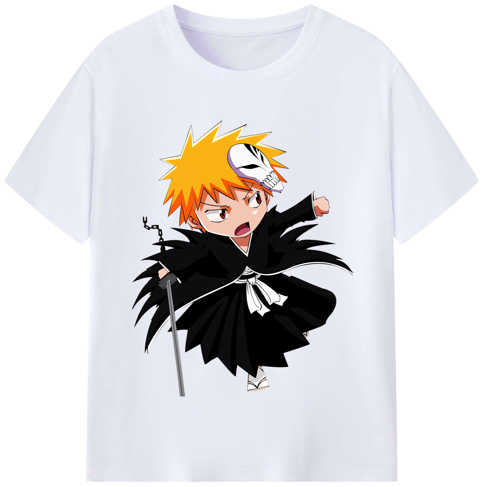 （画像用） ブリーチ 黒崎一護（くろさき いちご）BLEACH Kurosaki Ichigo レディースカジュアルプリントTシャツ（綿100％）