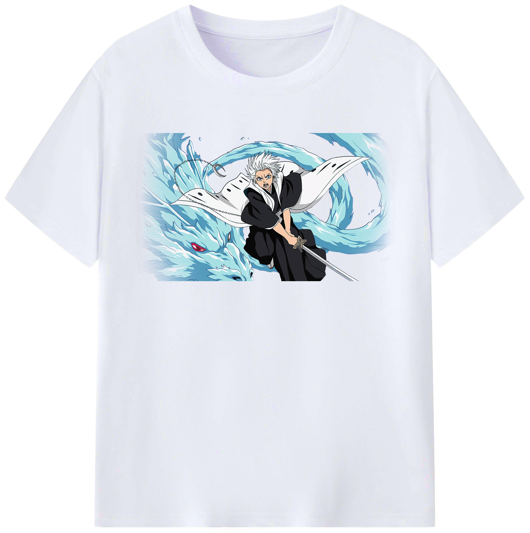 （画像用） ブリーチ 日番谷冬獅郎（ひつがや とうしろう） BLEACH Hitsugaya Toushirou レディースカジュアルプリントTシャツ（綿100％）