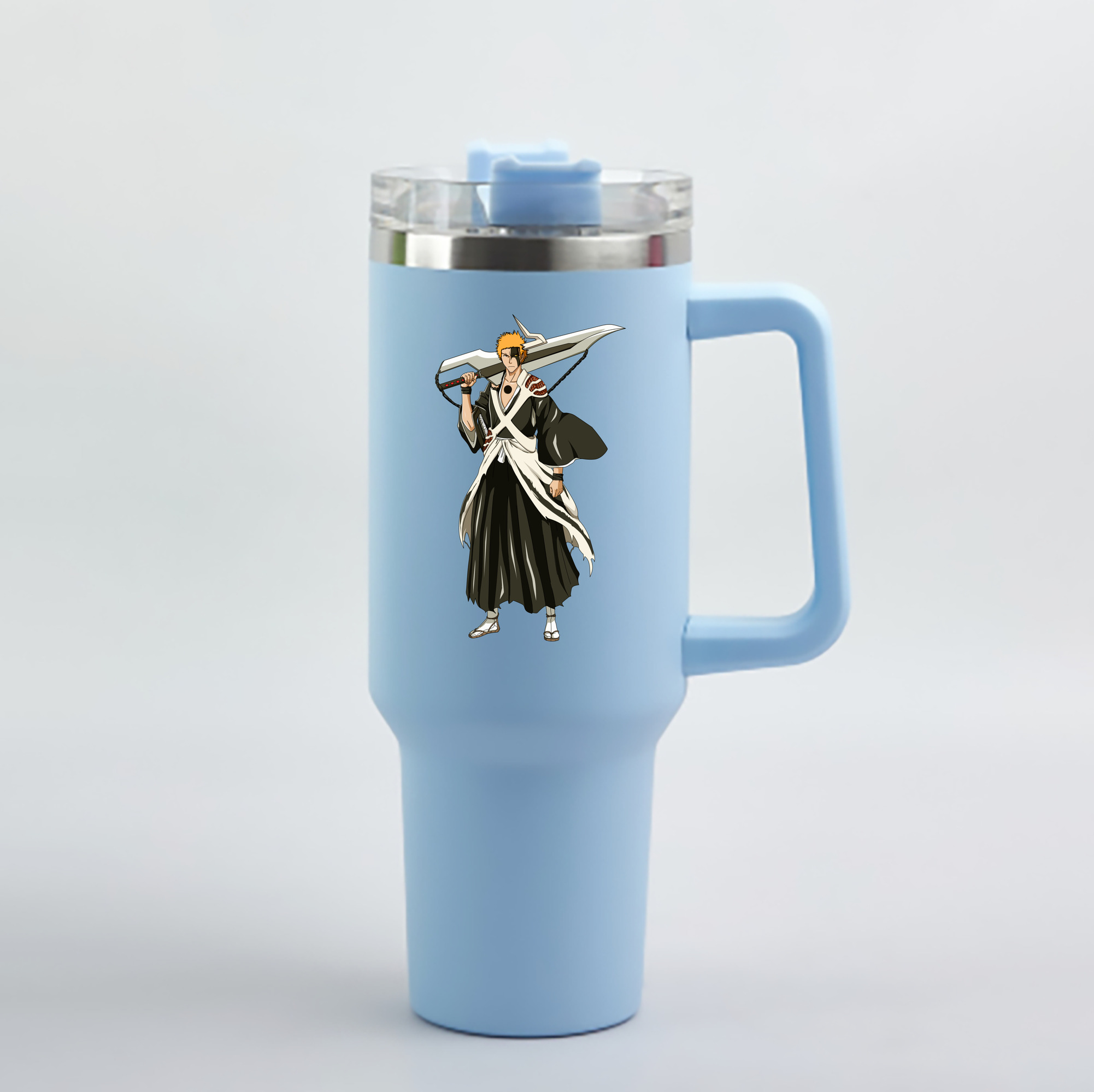 （画像用） ブリーチ 黒崎一護（くろさき いちご）BLEACH Kurosaki Ichigo 1200mL車用タンブラー - クリスタルステッカー（プラスチックストロー付き）