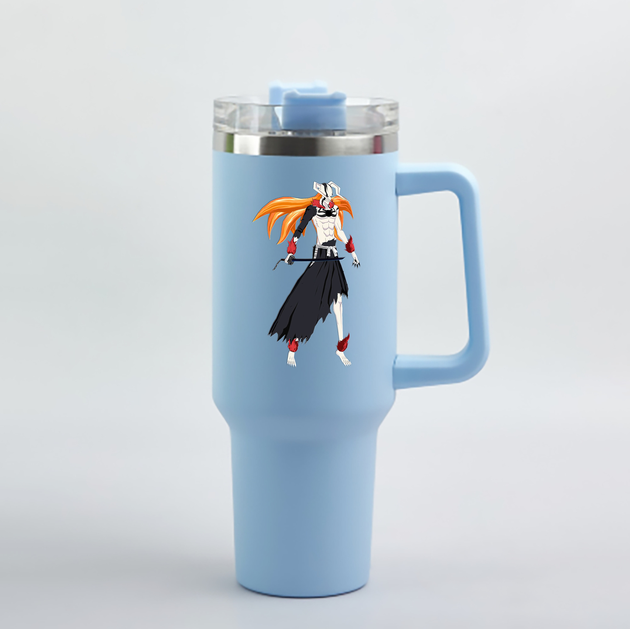 （画像用） ブリーチ 黒崎一護（くろさき いちご）BLEACH Kurosaki Ichigo 1200mL車用タンブラー - クリスタルステッカー（プラスチックストロー付き）