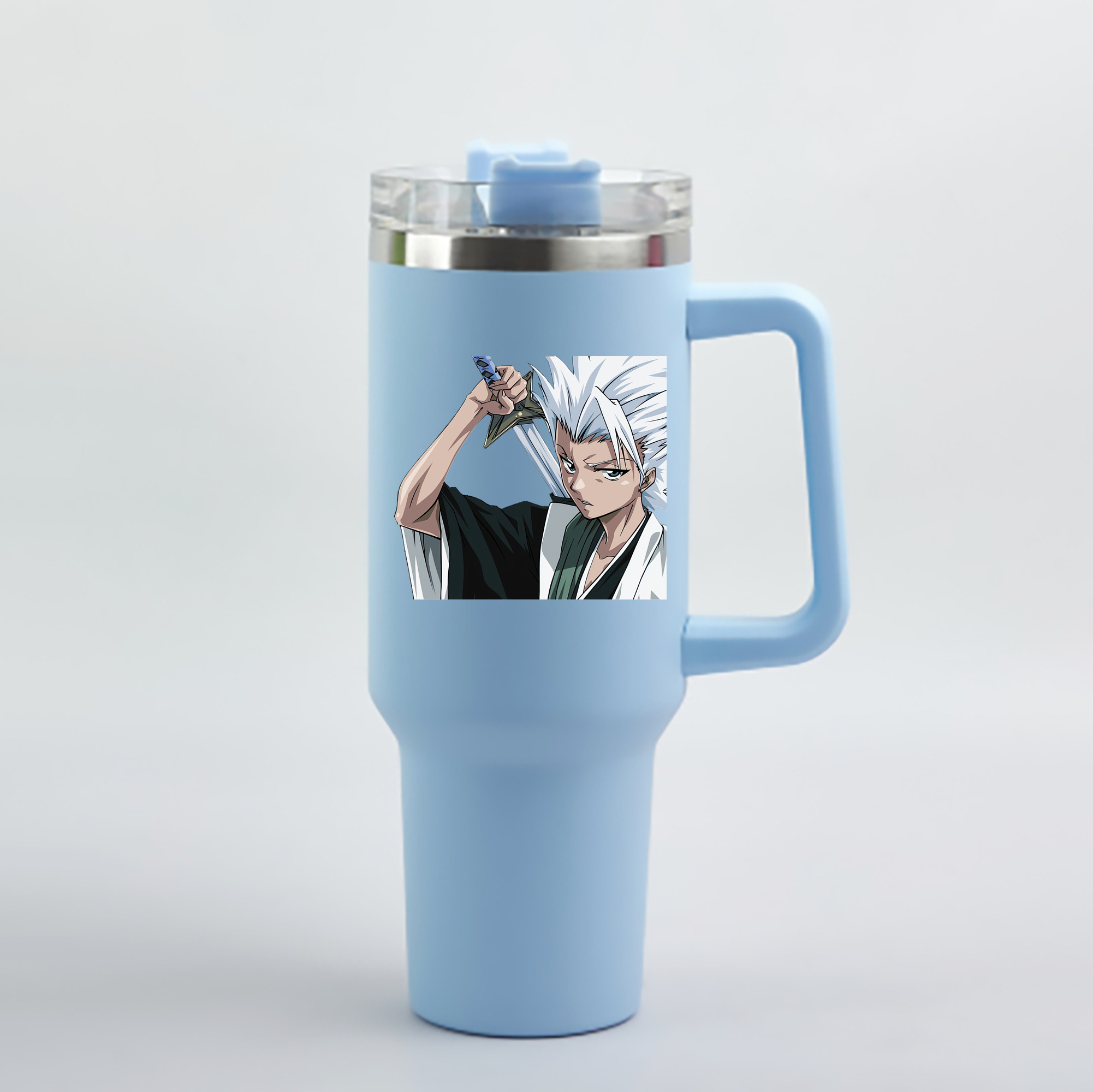 （画像用） ブリーチ 日番谷冬獅郎（ひつがや とうしろう） BLEACH Hitsugaya Toushirou 1200mL車用タンブラー - クリスタルステッカー（プラスチックストロー付き）