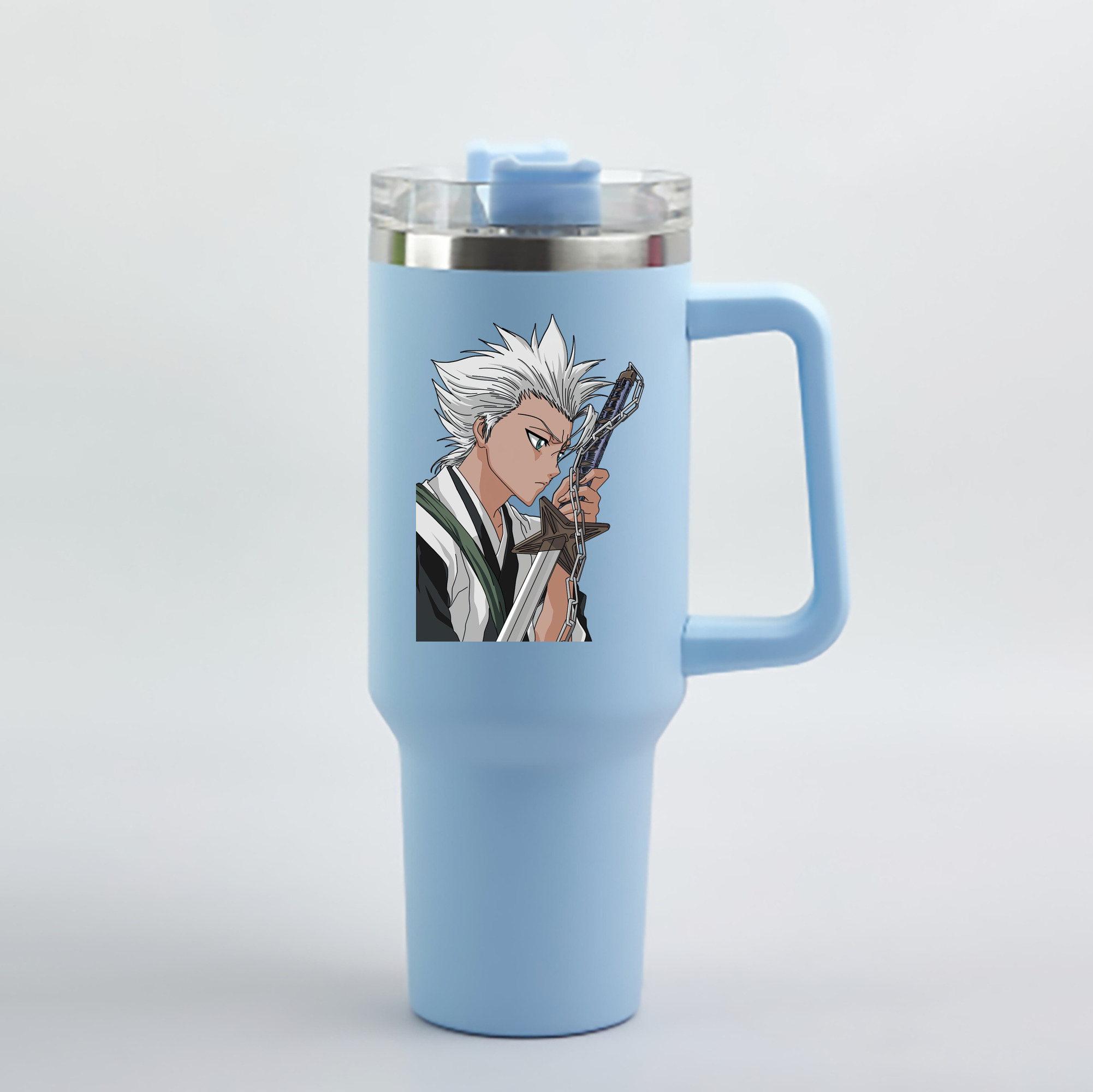 （画像用） ブリーチ 日番谷冬獅郎（ひつがや とうしろう） BLEACH Hitsugaya Toushirou 1200mL車用タンブラー - クリスタルステッカー（プラスチックストロー付き）