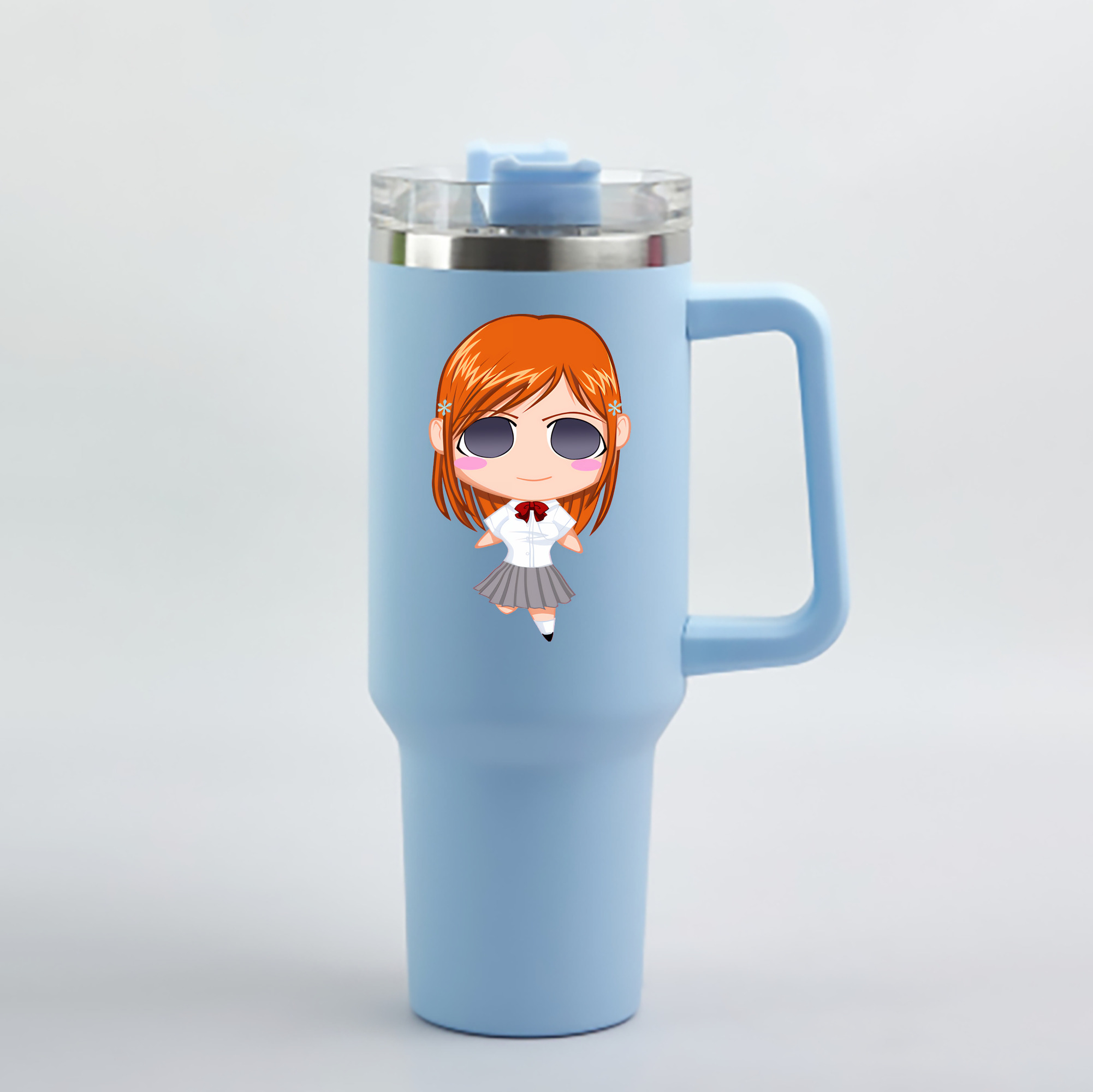 （画像用） ブリーチ 井上織姫（いのうえおりひめ） BLEACH Inoue Orihime 1200mL車用タンブラー - クリスタルステッカー（プラスチックストロー付き）