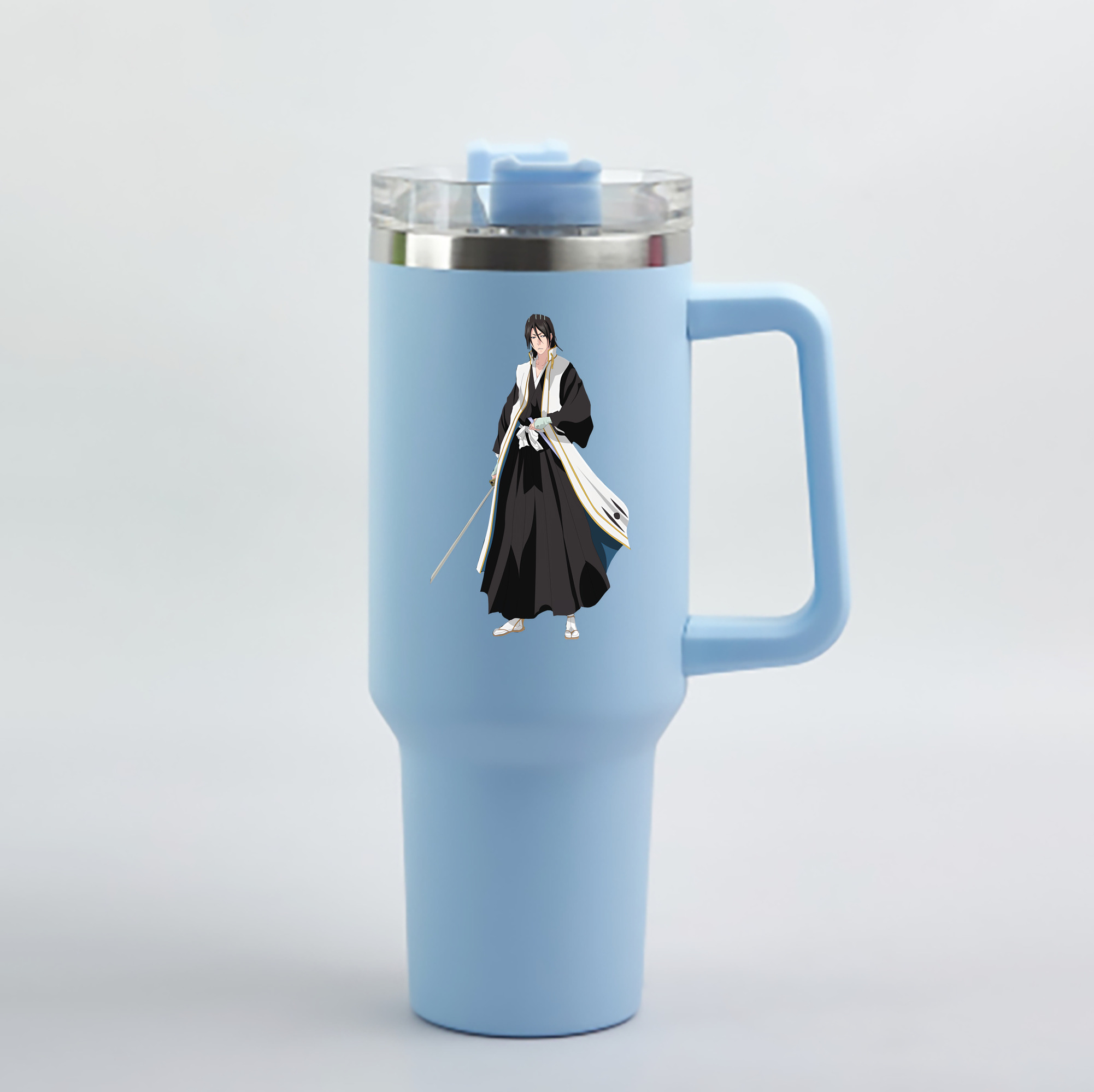 （画像用） ブリーチ くちき びゃくや BLEACH Kuchiki Byakuya 1200mL車用タンブラー - クリスタルステッカー（プラスチックストロー付き）