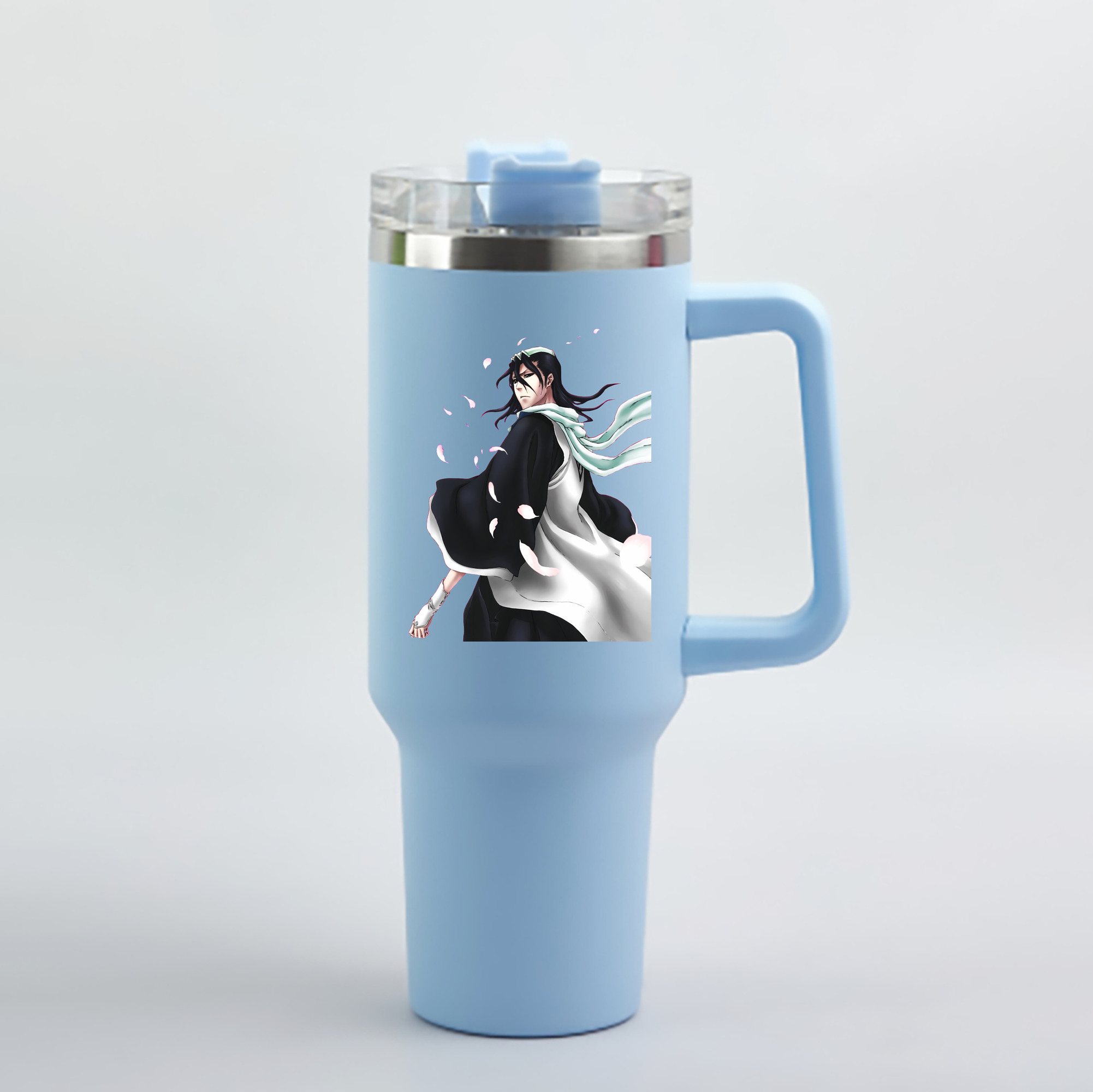 （画像用） ブリーチ くちき びゃくや BLEACH Kuchiki Byakuya 1200mL車用タンブラー - クリスタルステッカー（プラスチックストロー付き）