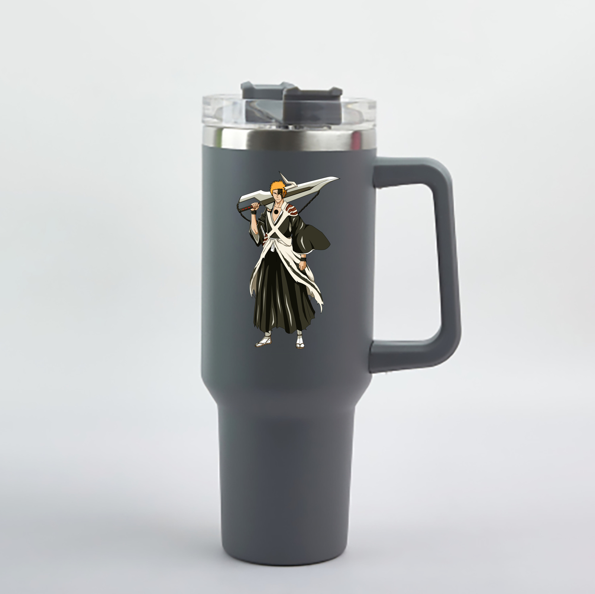 （画像用） ブリーチ 黒崎一護（くろさき いちご）BLEACH Kurosaki Ichigo 1200mL車用タンブラー - クリスタルステッカー（プラスチックストロー付き）