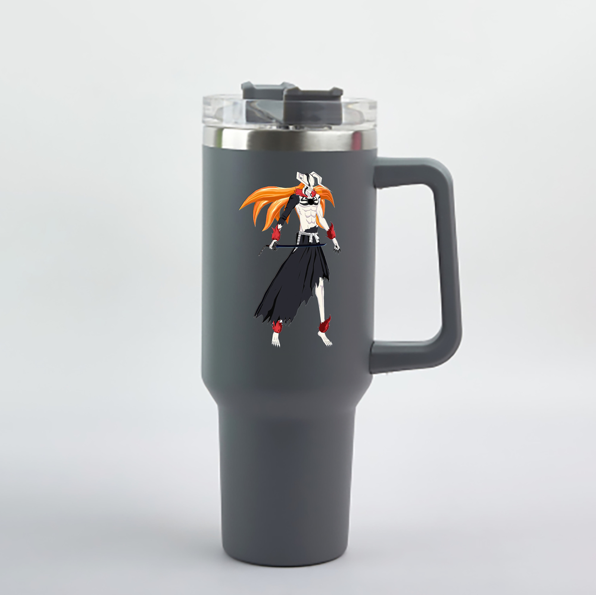 （画像用） ブリーチ 黒崎一護（くろさき いちご）BLEACH Kurosaki Ichigo 1200mL車用タンブラー - クリスタルステッカー（プラスチックストロー付き）